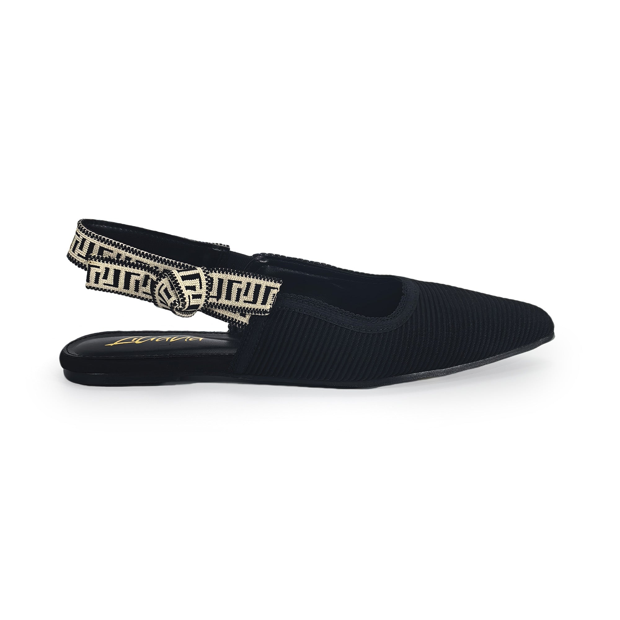 OHANA-42 POINTED MULE BUCKLE W/ SLING BACK BLACK