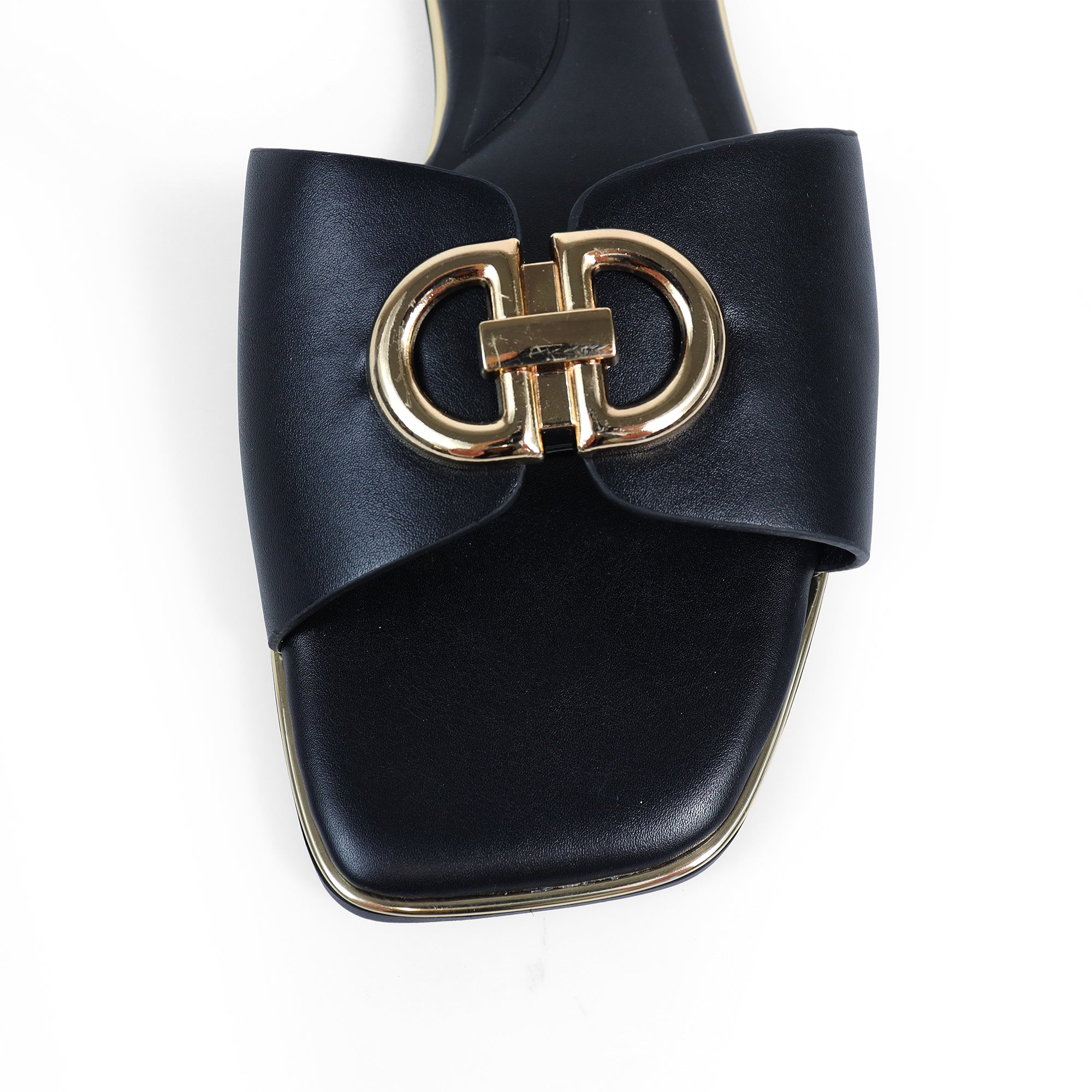 OLGANA-2 OPEN TOE BUCLKE DECOR SLIDE BLACK