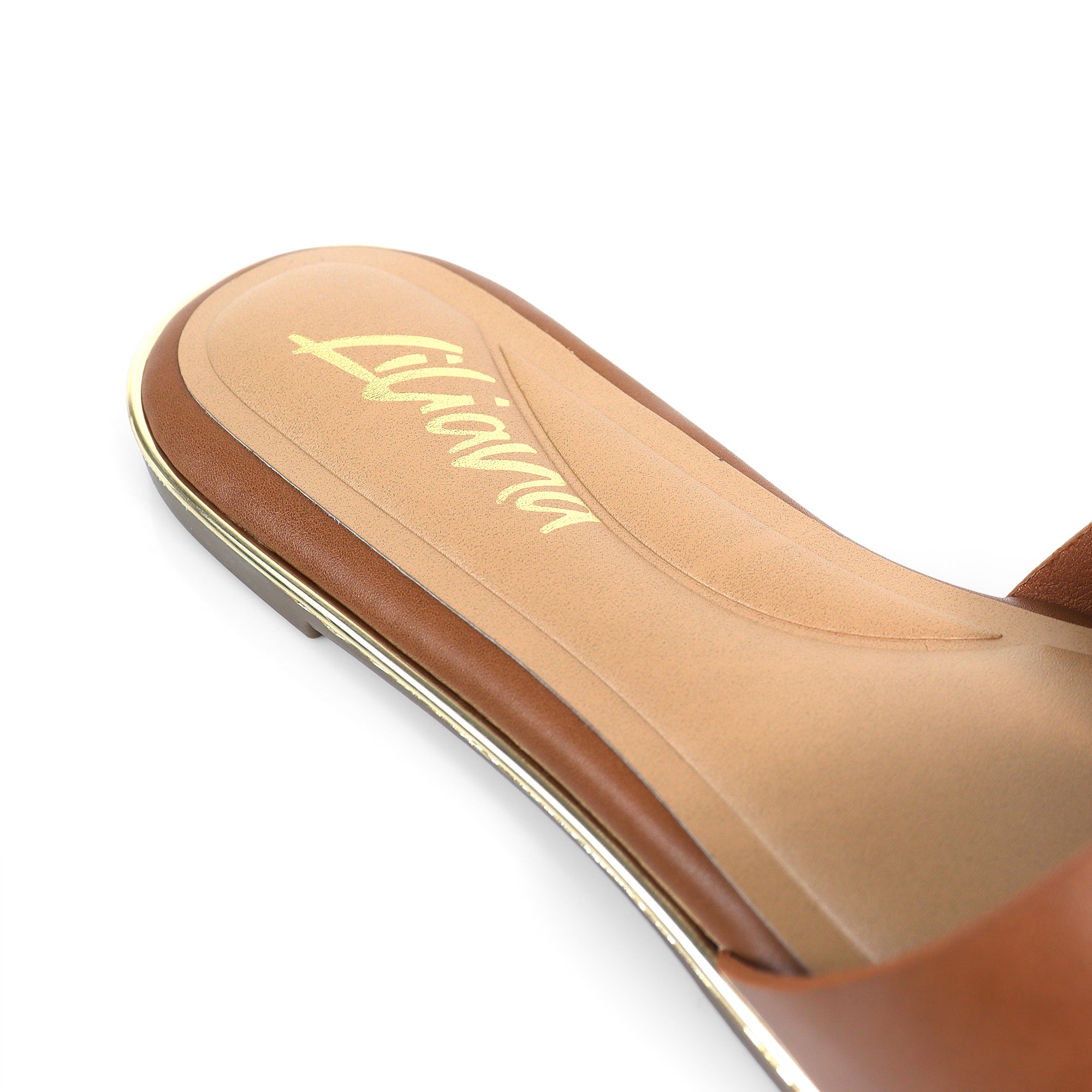 OLGANA-2 OPEN TOE BUCLKE DECOR SLIDE TAN