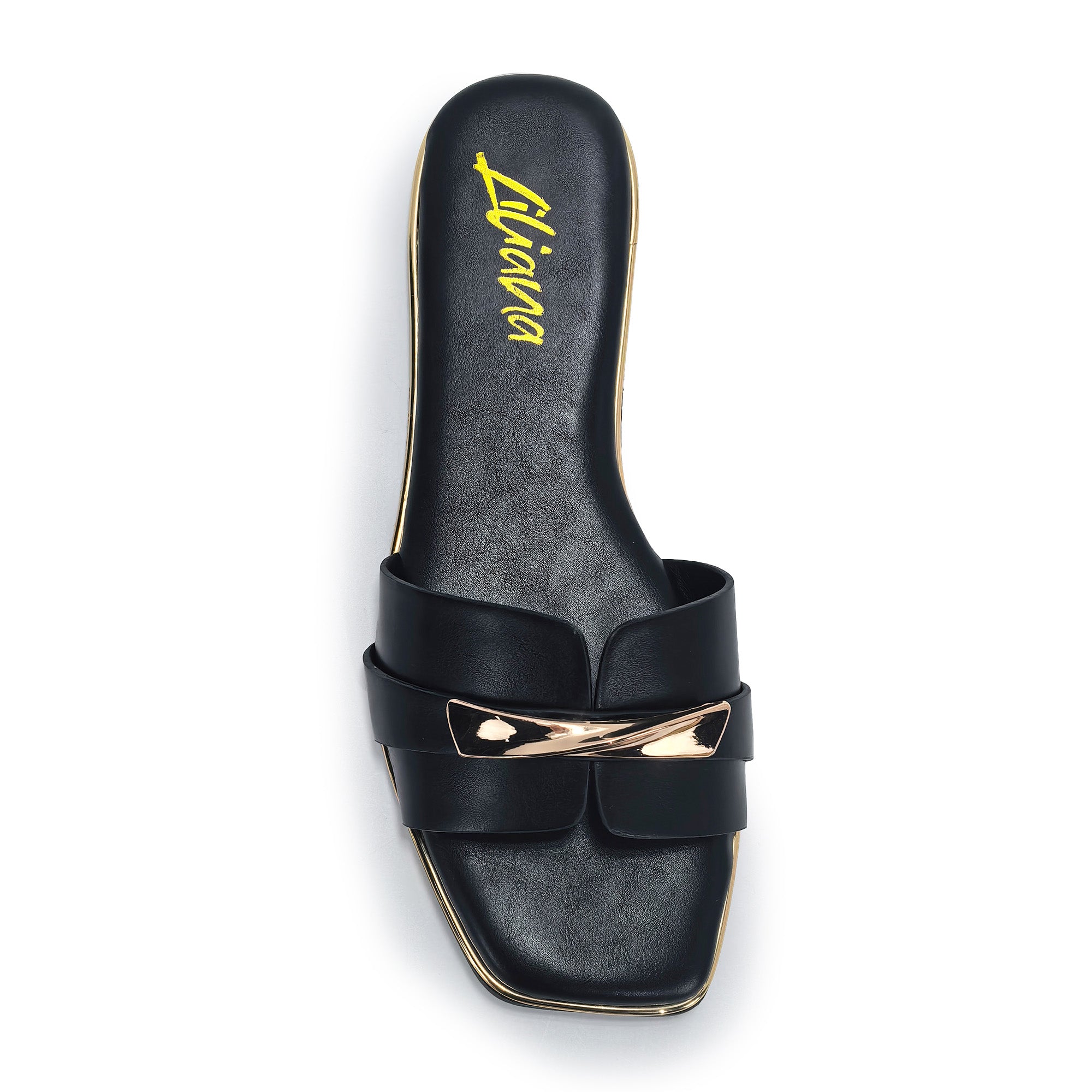 OLGANA-4 OPEN TOE BUCLKE DECOR SLIDE BLACK