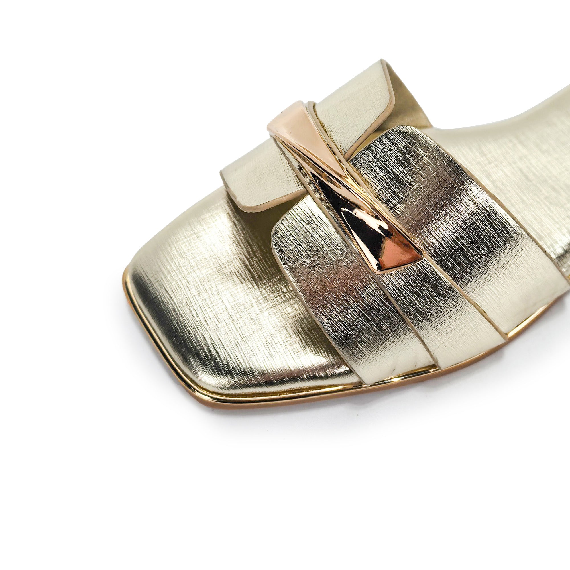 OLGANA-4 OPEN TOE BUCLKE DECOR SLIDE GOLD