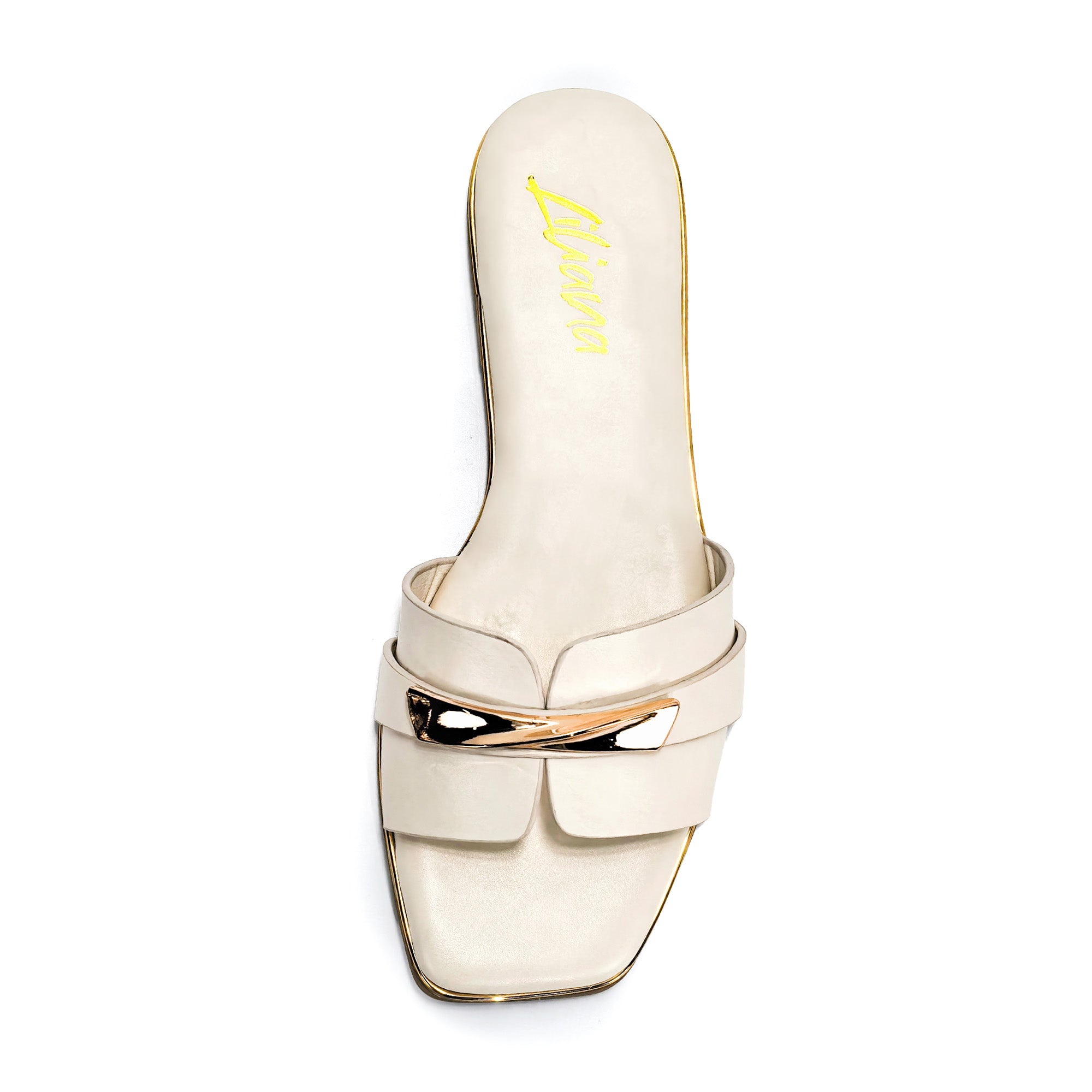 OLGANA-4 OPEN TOE BUCLKE DECOR SLIDE IVORY