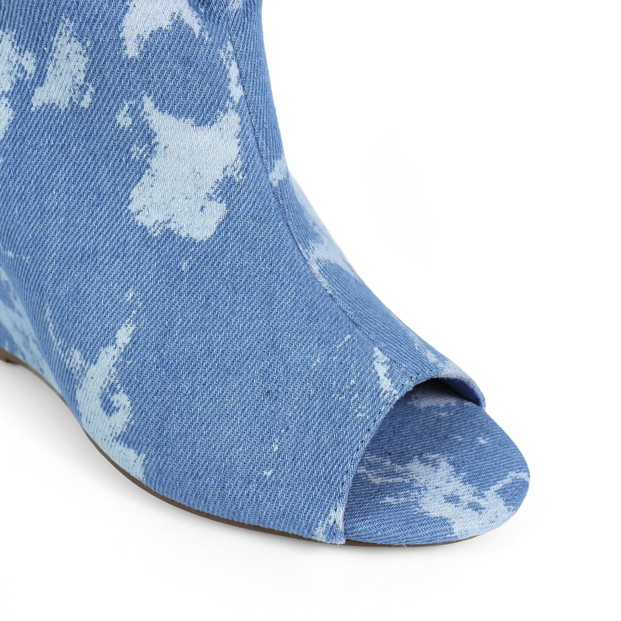 PACO-1 POINTED TOE WEDGE BOOTS DENIM