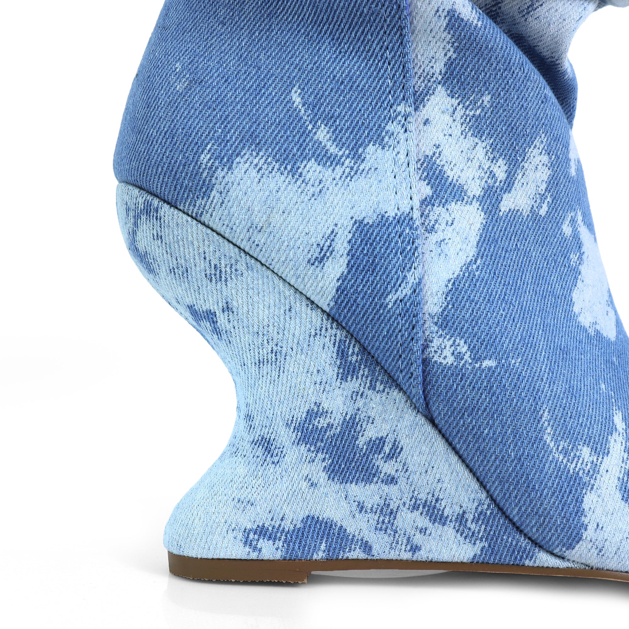 PACO-1 POINTED TOE WEDGE BOOTS DENIM