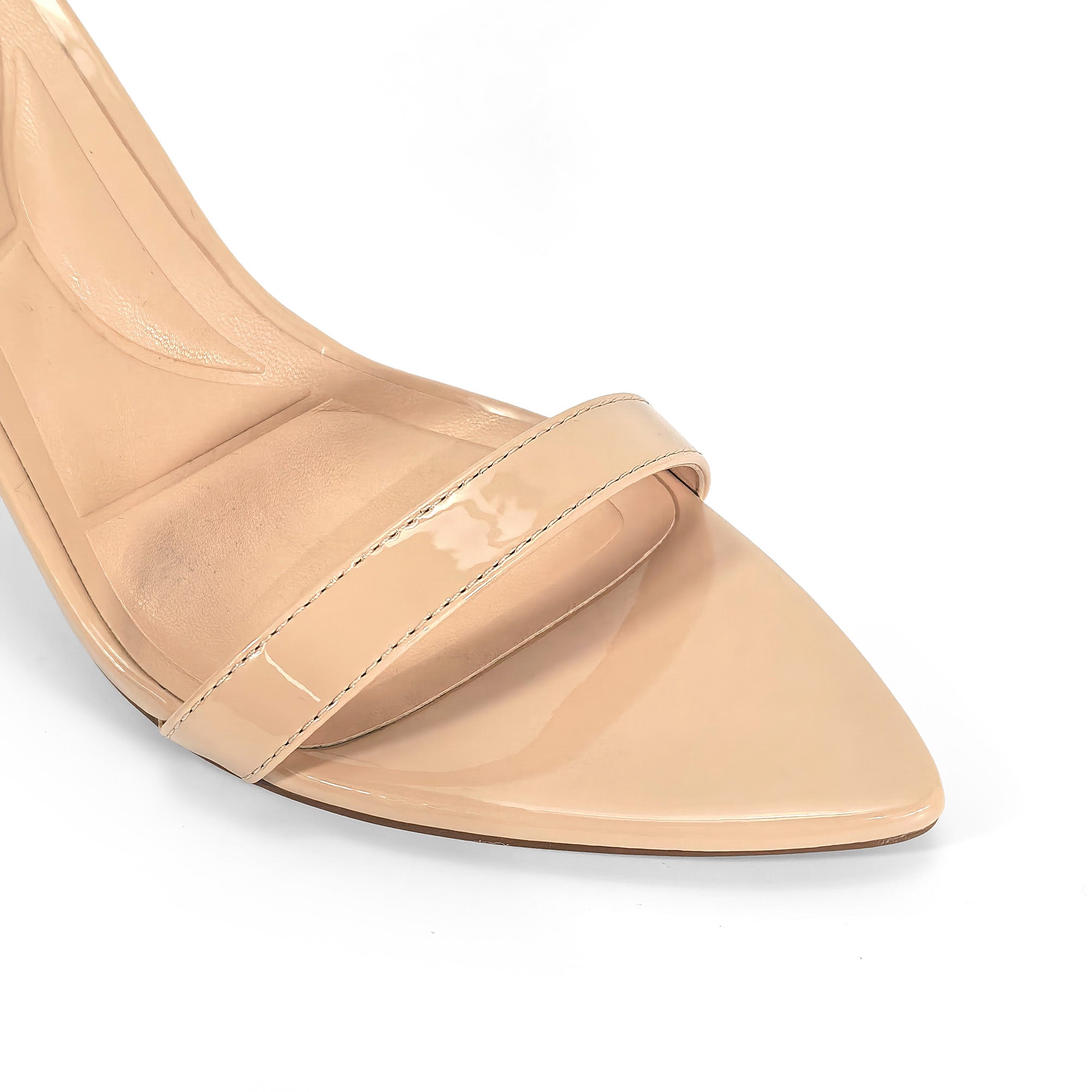 PAULINE-2 POINTED TOE ANCKLE STRAP SANDAL W/ HEEL, NUDE