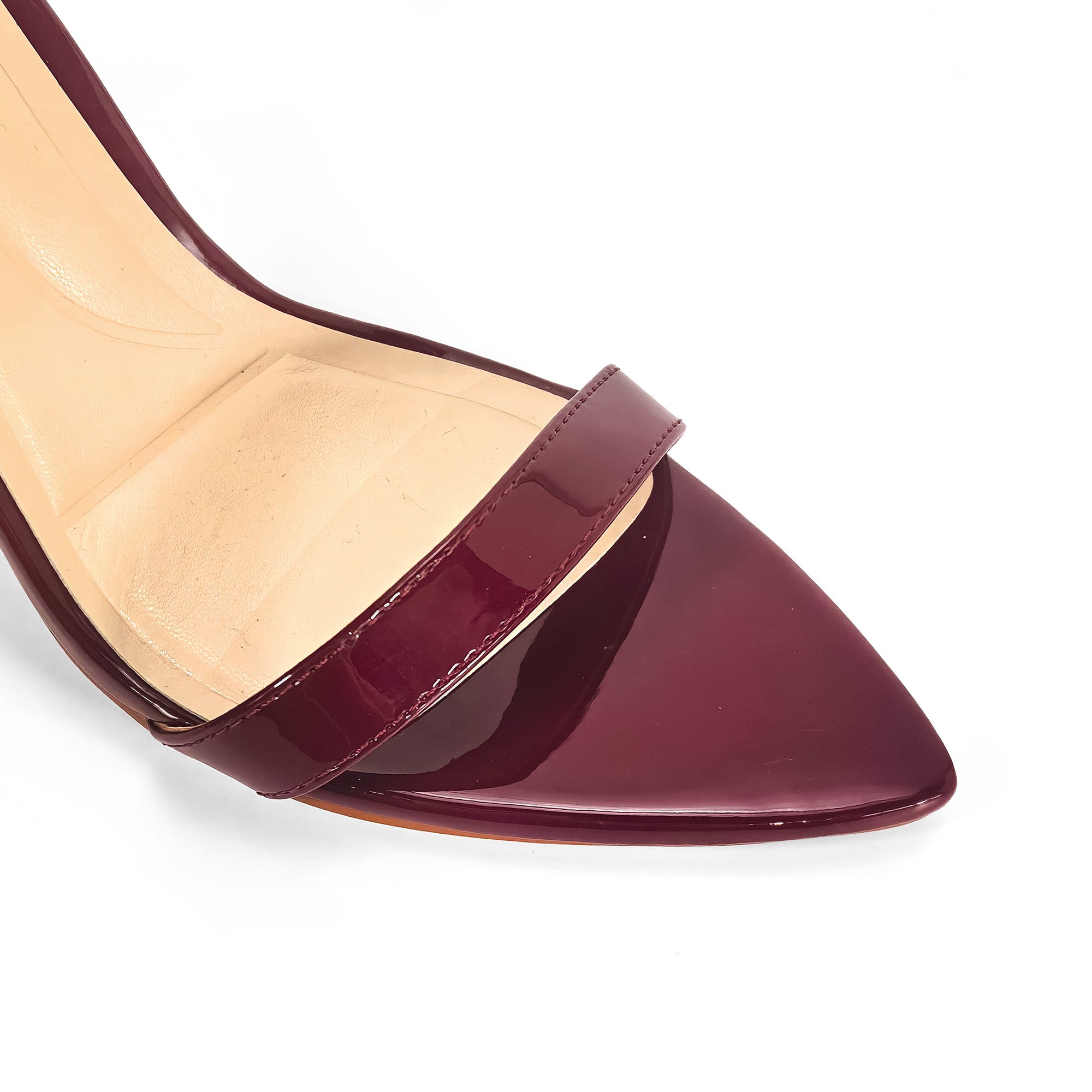 PAULINE-2 POINTED TOE ANCKLE STRAP SANDAL W/ HEEL, WINE