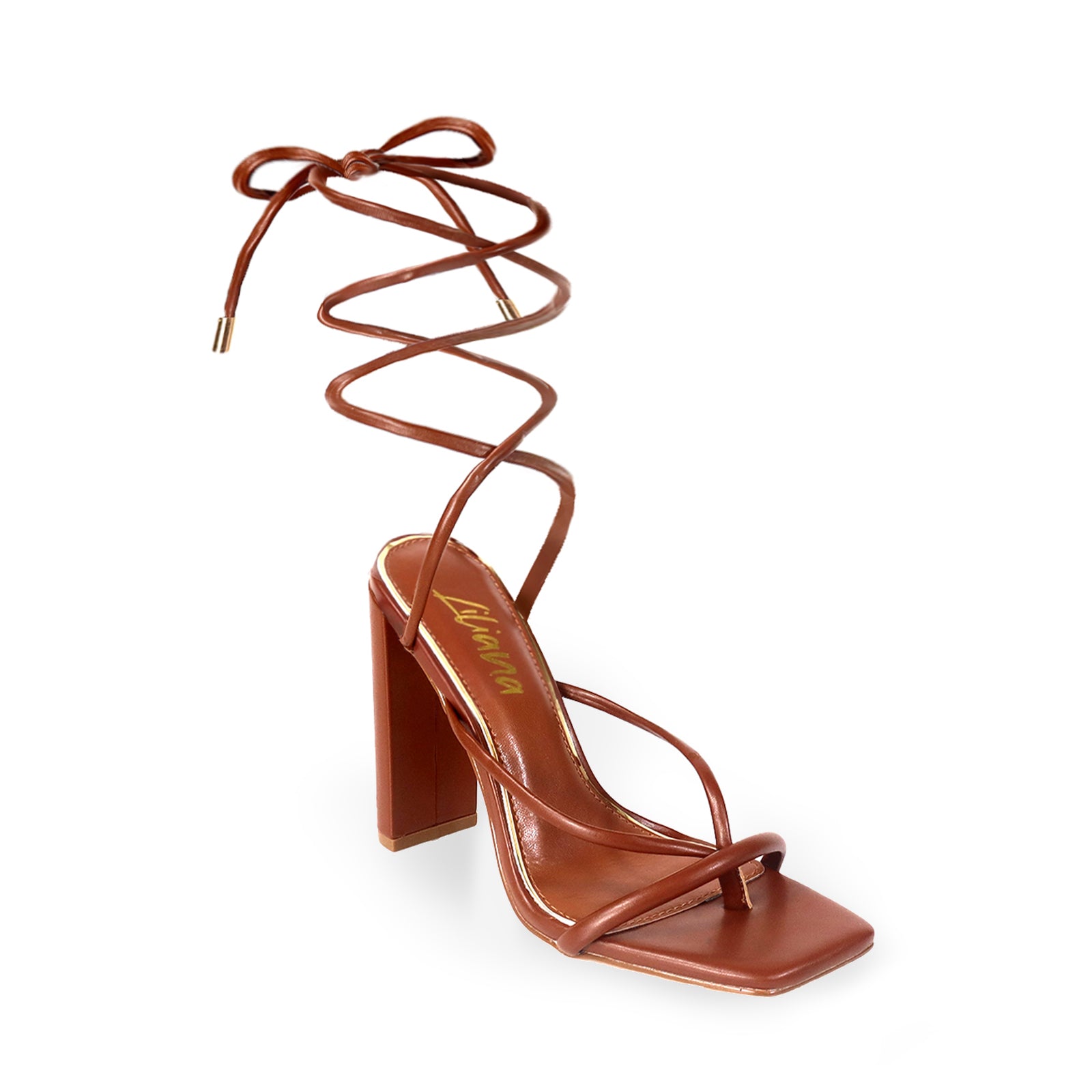 PAULITA-1 SQUARED TOE STRAPPY W/ HEEL CHOCOLATE