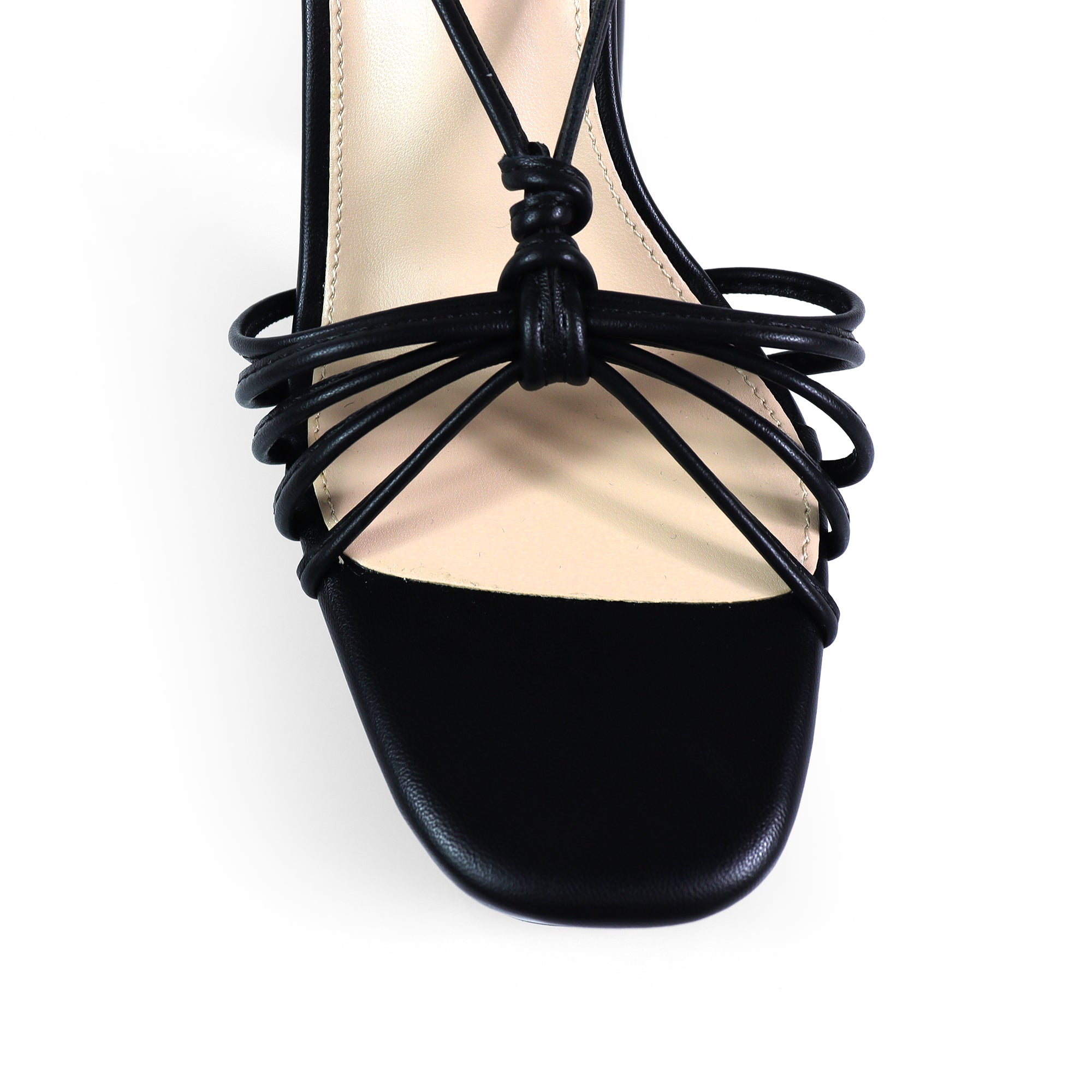 PEARLLA-1 STRAPPY TIE UP ANKLE HIGH PLATFORM HEELS BLACK