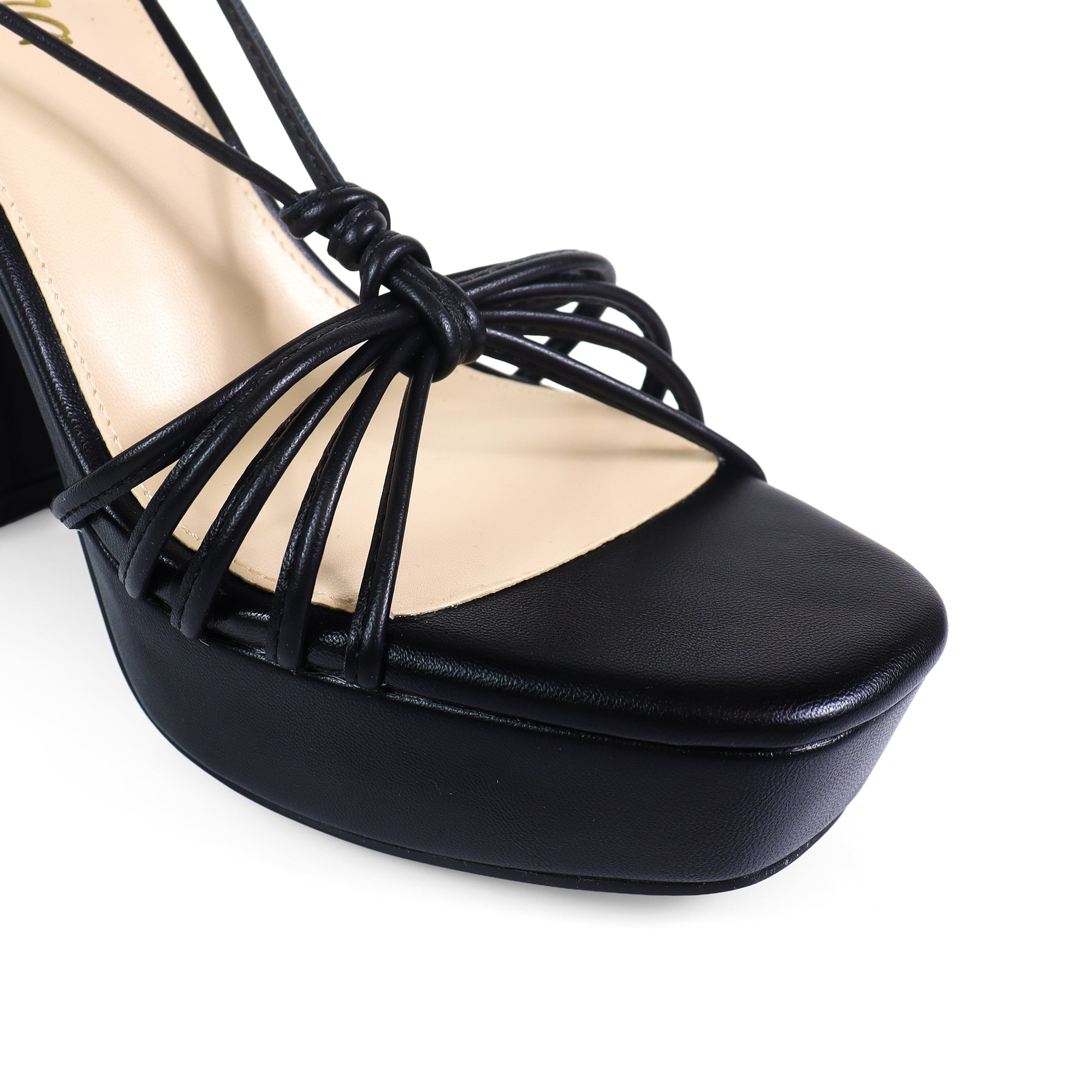PEARLLA-1 STRAPPY TIE UP ANKLE HIGH PLATFORM HEELS BLACK