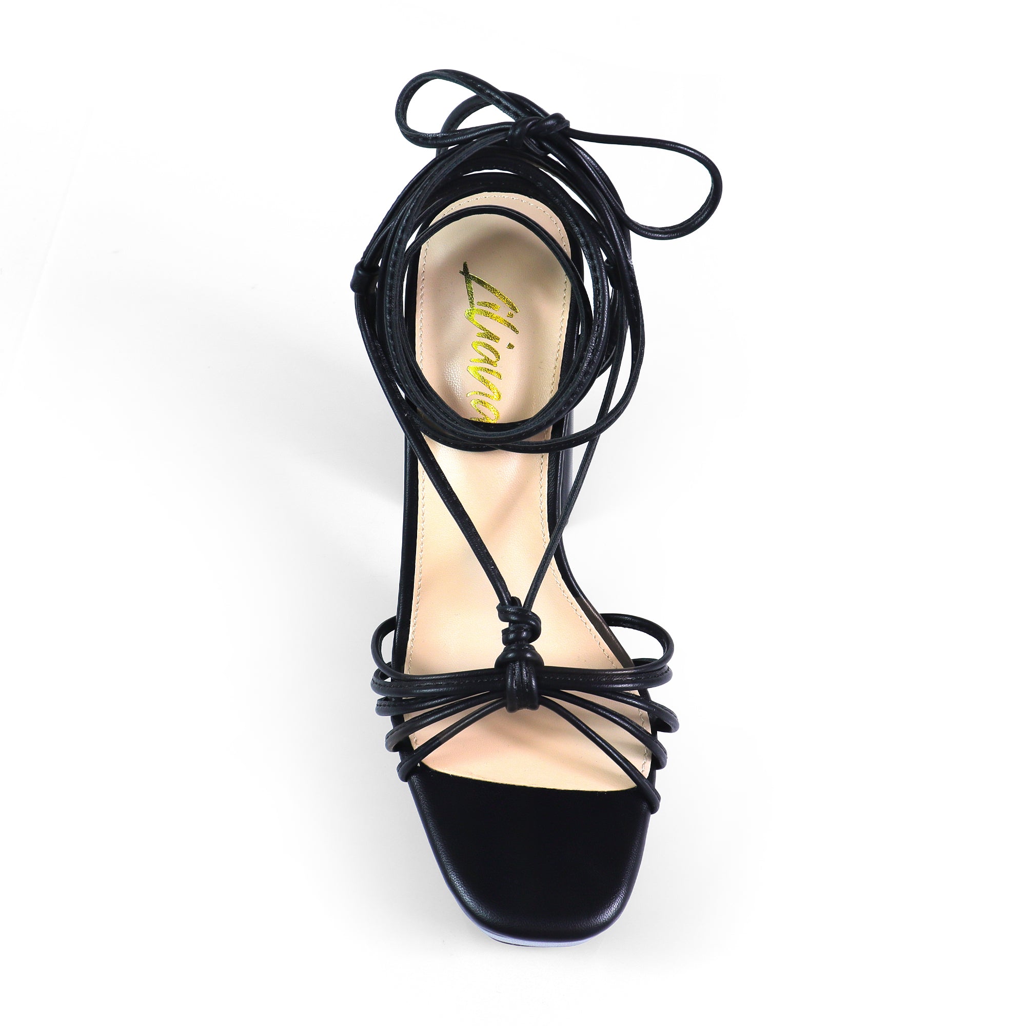 PEARLLA-1 STRAPPY TIE UP ANKLE HIGH PLATFORM HEELS BLACK