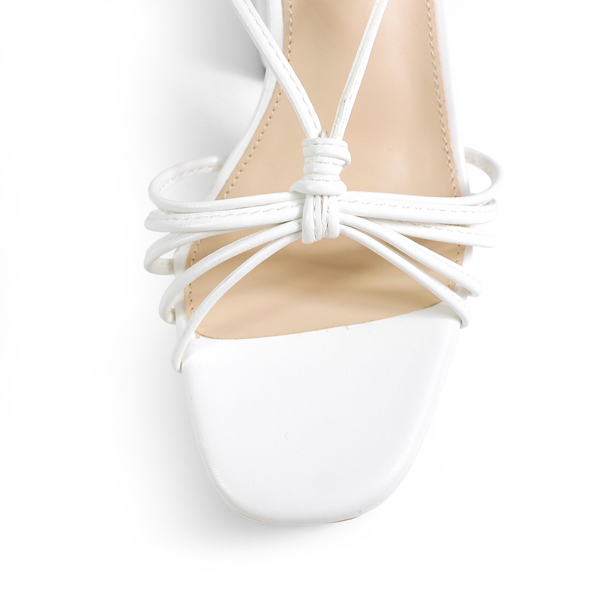 PEARLLA-1 STRAPPY TIE UP ANKLE HIGH PLATFORM HEELS WHITE