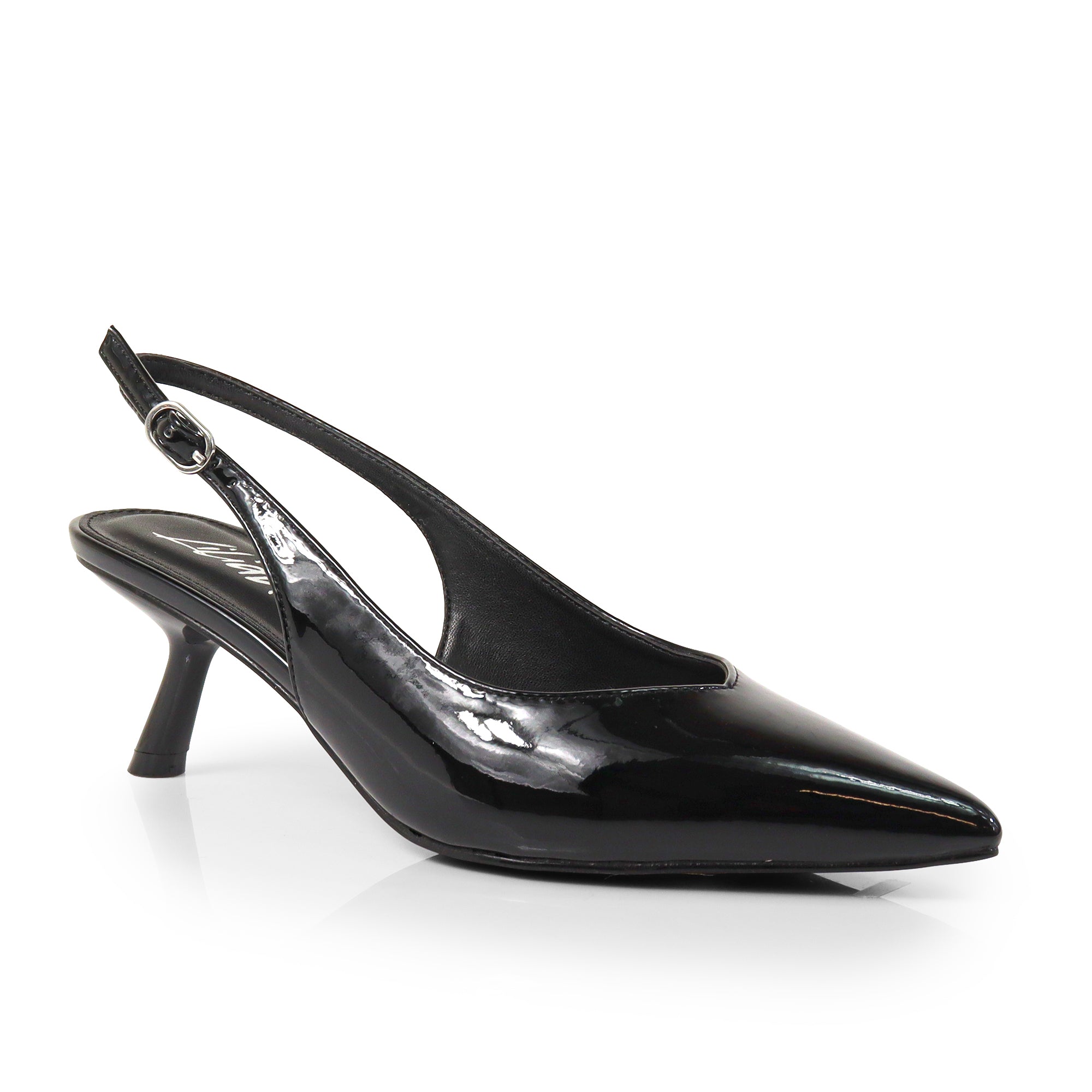 PENNY-3 POINTY TOE KITTEN HEEL BLACK