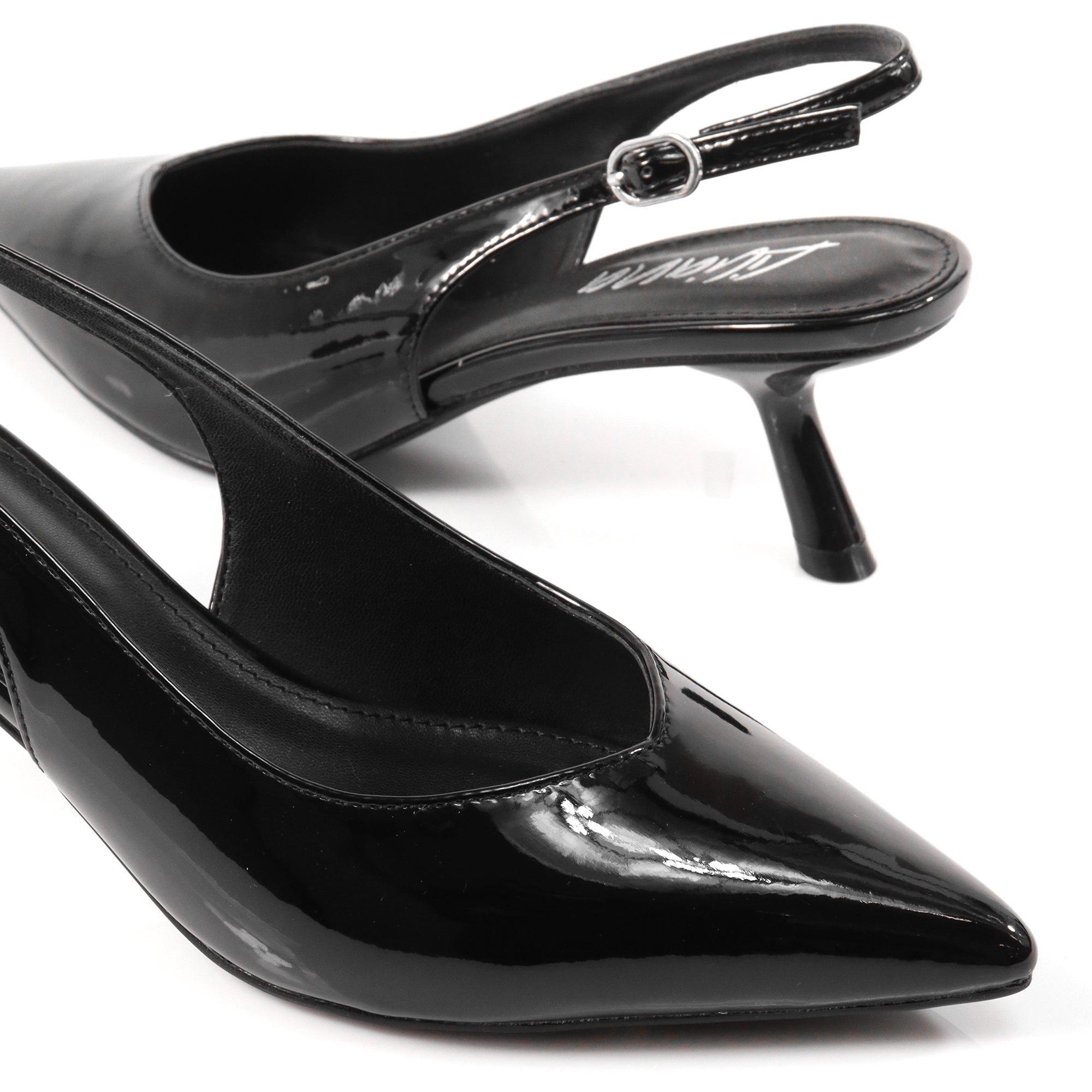 PENNY-3 POINTY TOE KITTEN HEEL BLACK