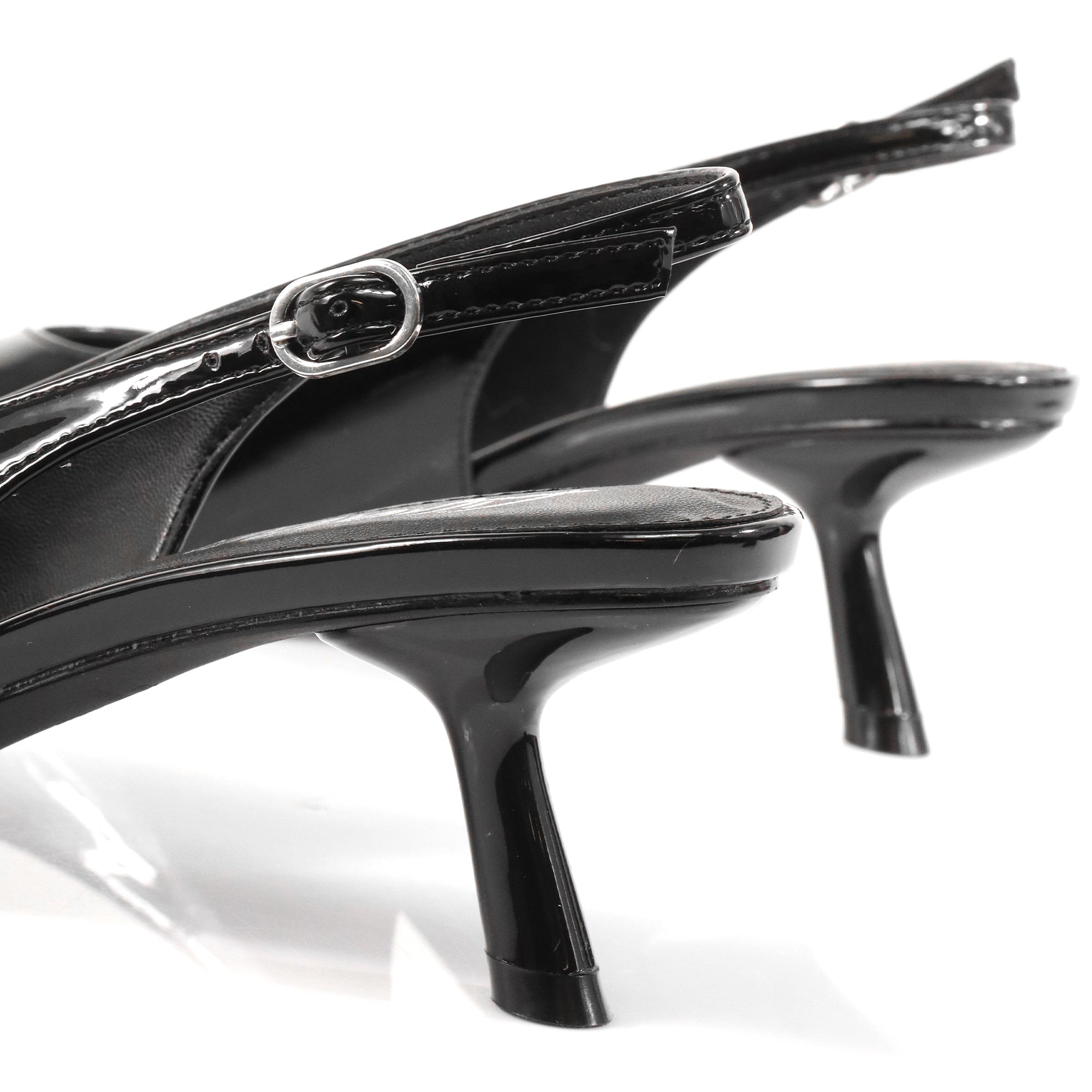 PENNY-3 POINTY TOE KITTEN HEEL BLACK