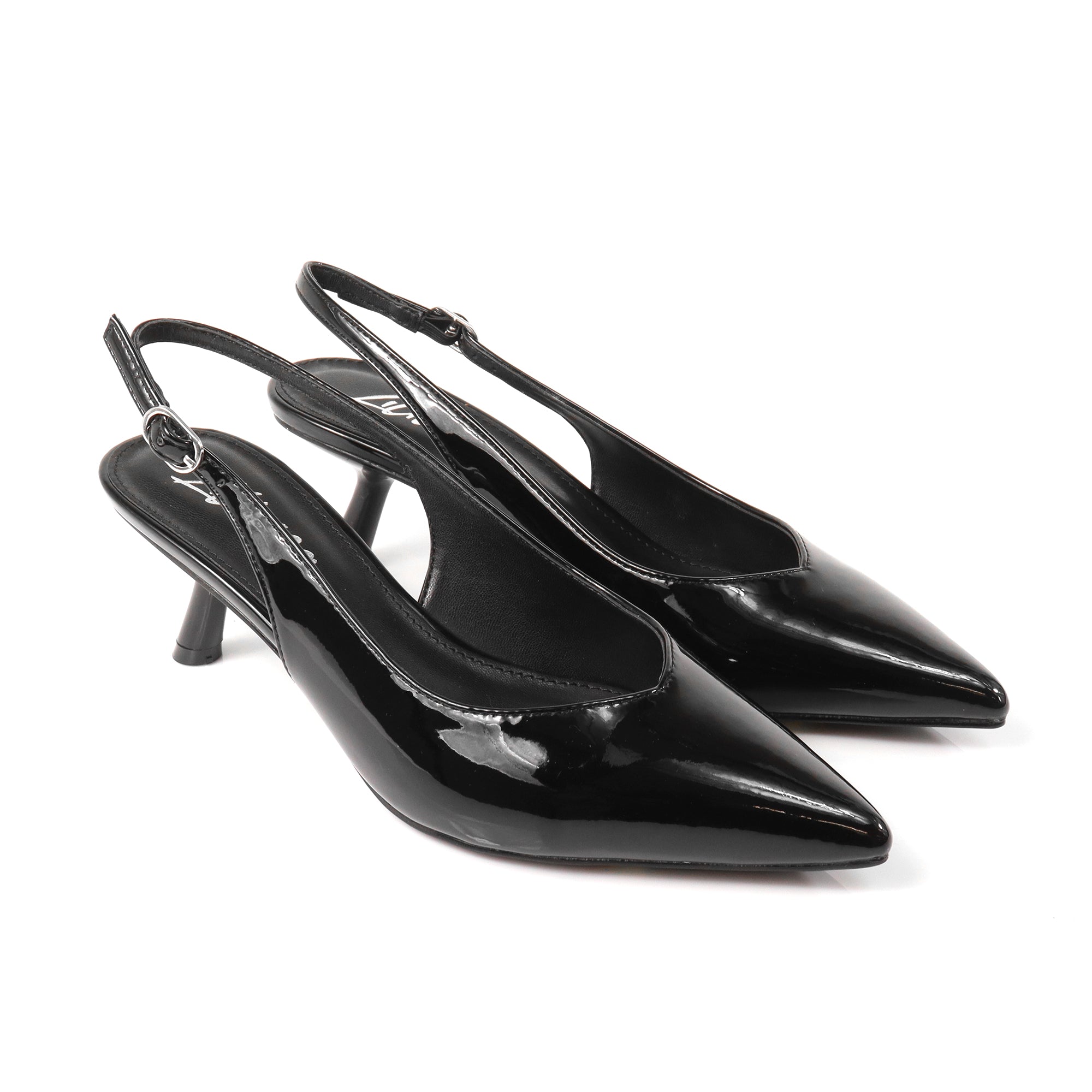 PENNY-3 POINTY TOE KITTEN HEEL BLACK