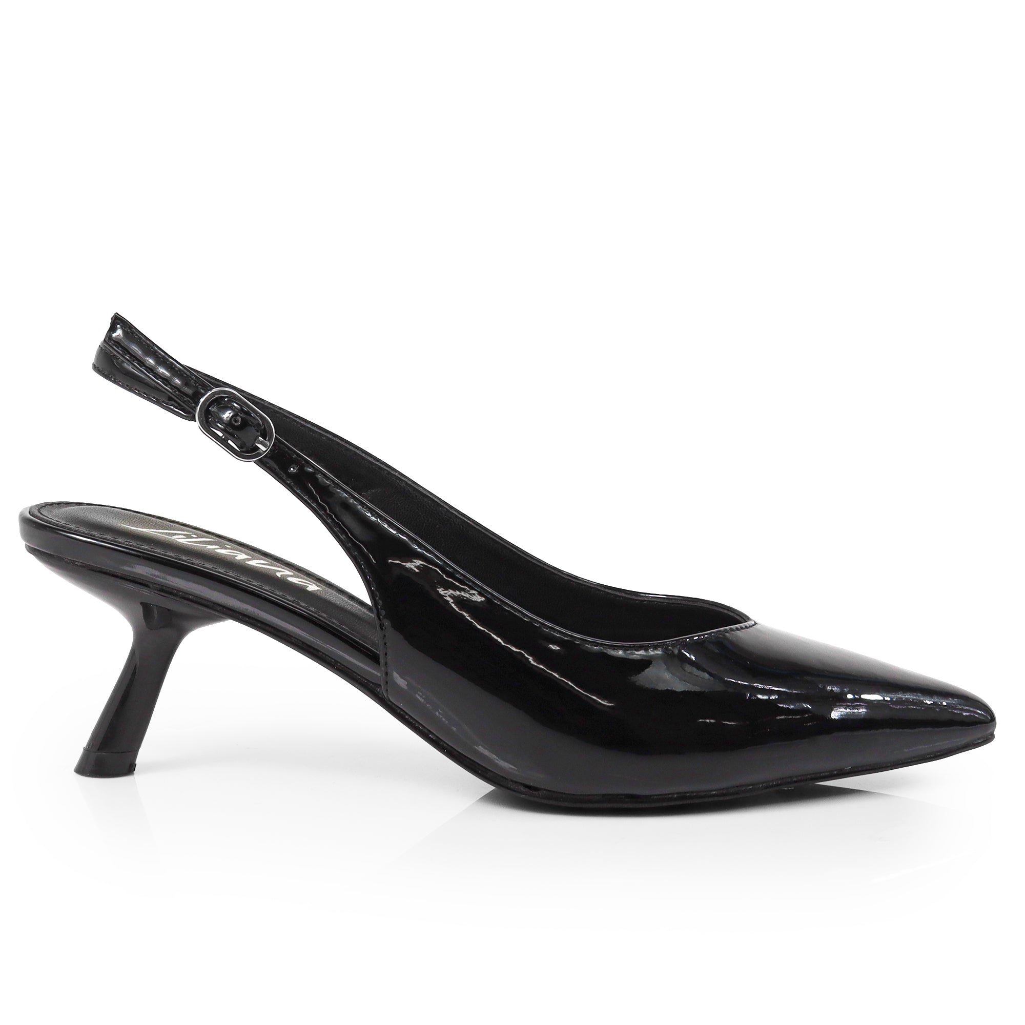 PENNY-3 POINTY TOE KITTEN HEEL BLACK