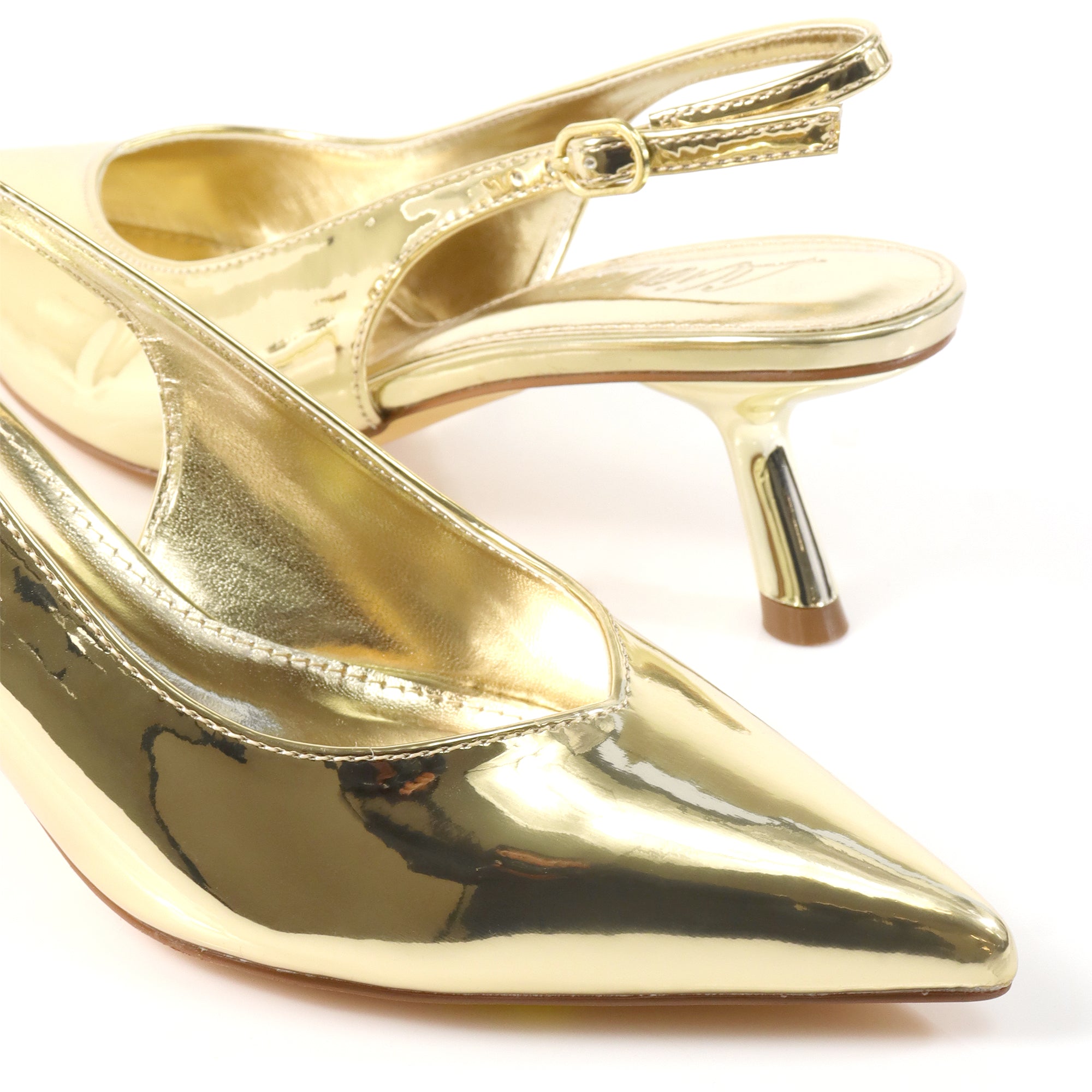 PENNY-3 POINTY TOE KITTEN HEEL GOLD