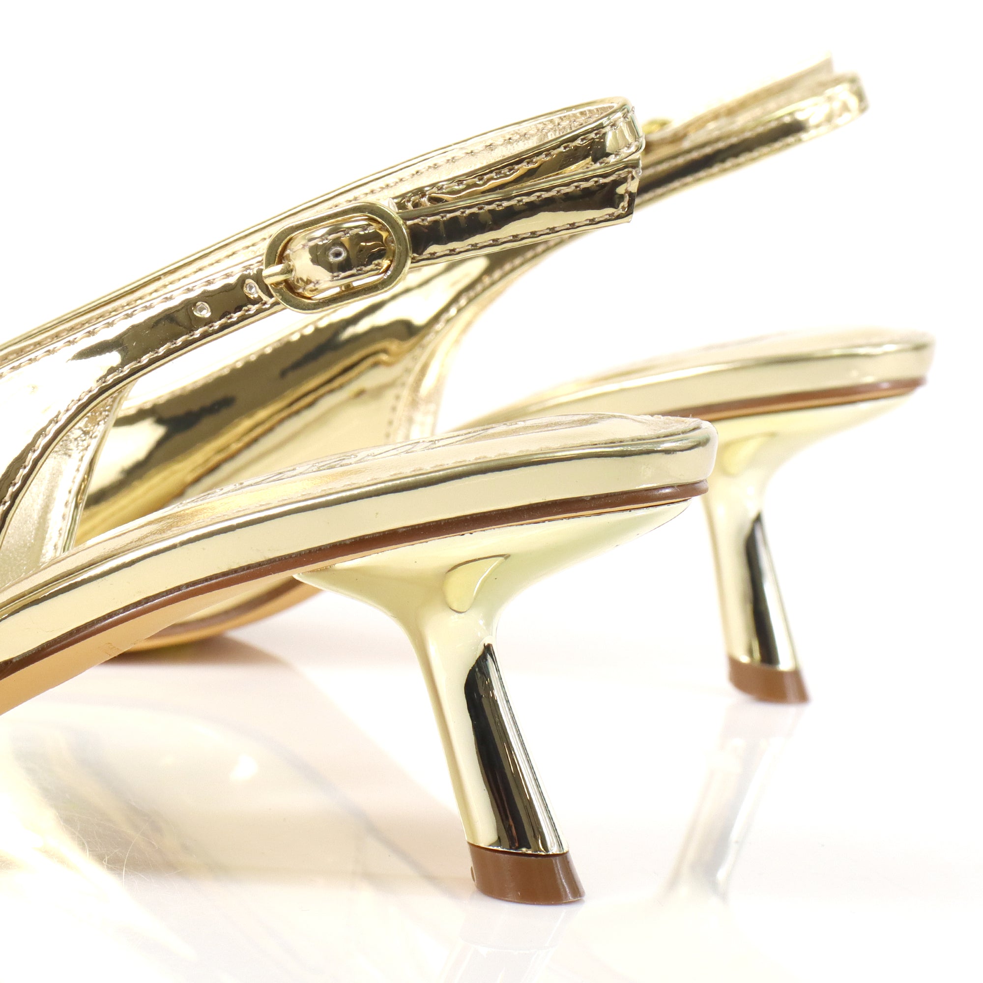 PENNY-3 POINTY TOE KITTEN HEEL GOLD