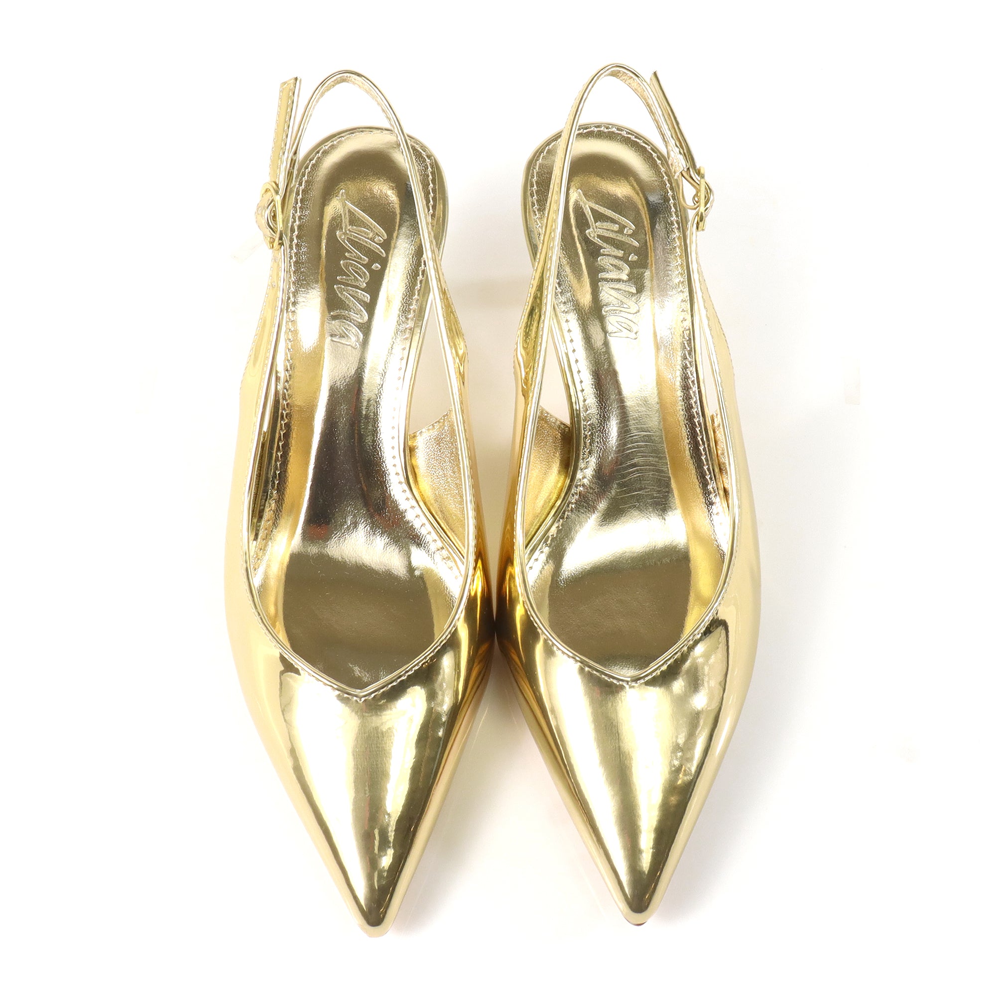 PENNY-3 POINTY TOE KITTEN HEEL GOLD