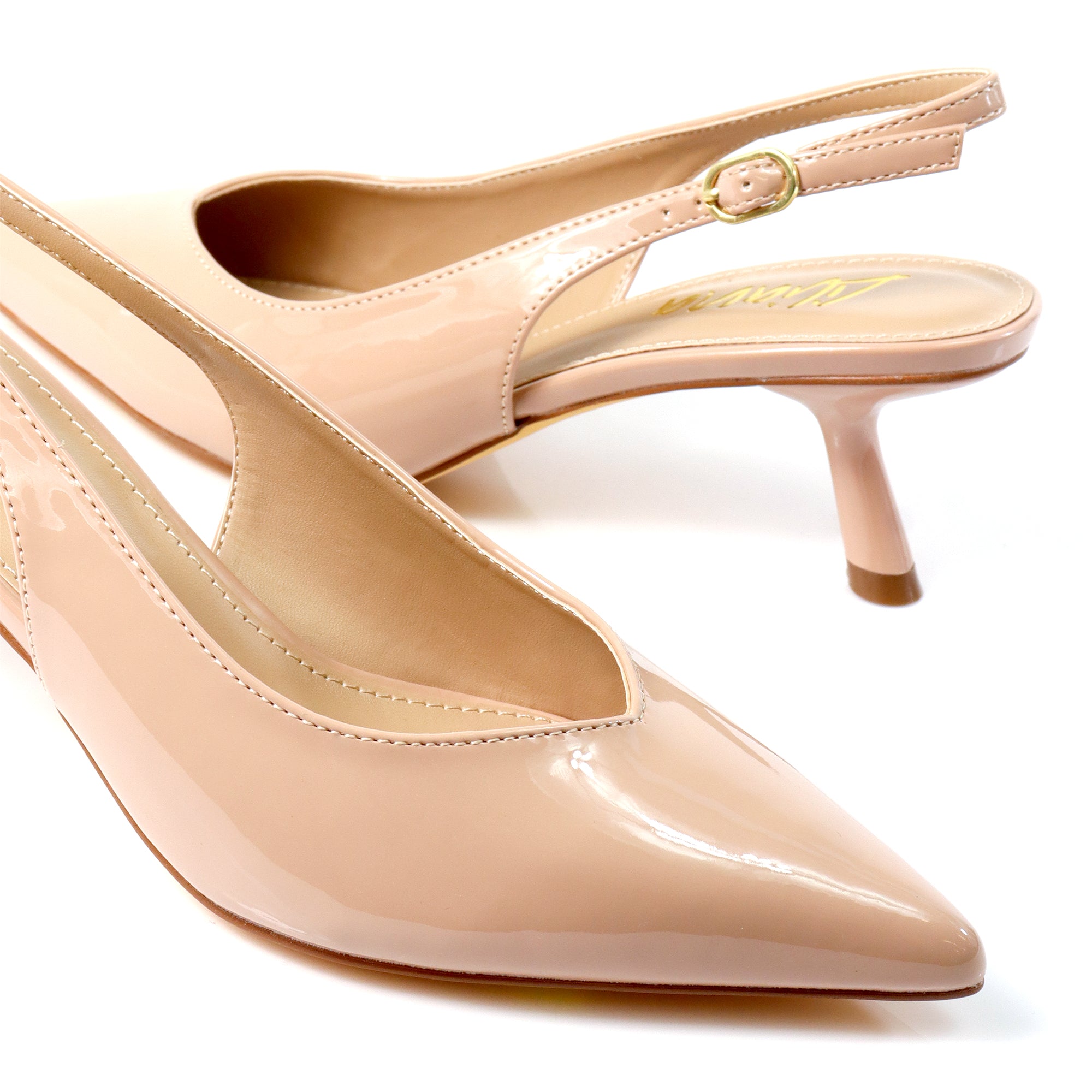 PENNY-3 POINTY TOE KITTEN HEEL NUDE