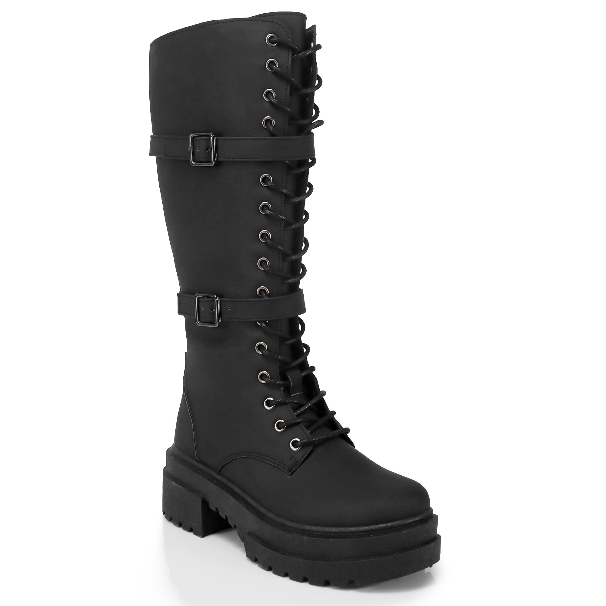 PIPER-1 LACE UP TALL SHAFT W/ LUG SOLE BLACK