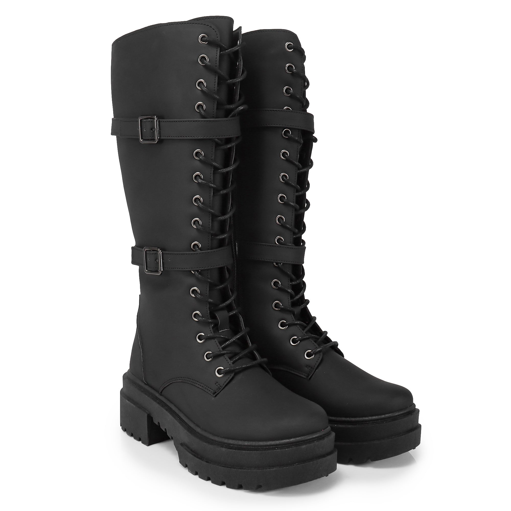 PIPER-1 LACE UP TALL SHAFT W/ LUG SOLE BLACK