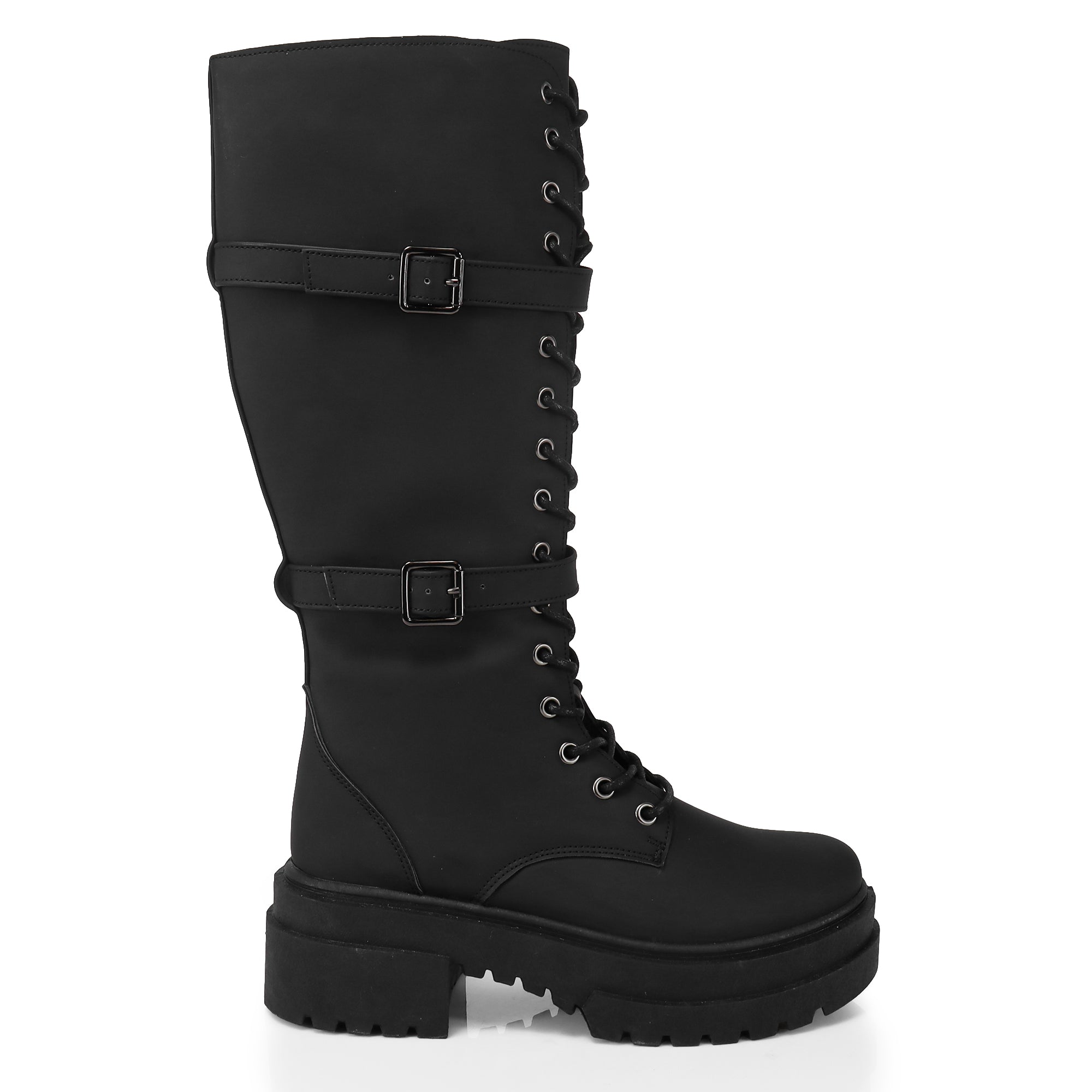 PIPER-1 LACE UP TALL SHAFT W/ LUG SOLE BLACK