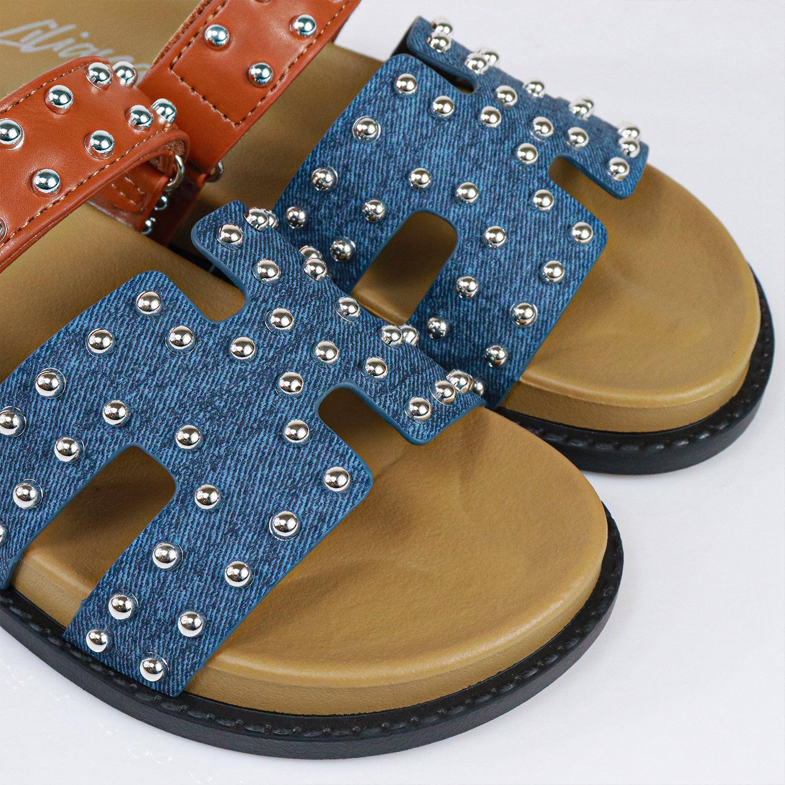 RAD-3 STUD CYBER PU W/ SANDAL DENIM MULTIPLE