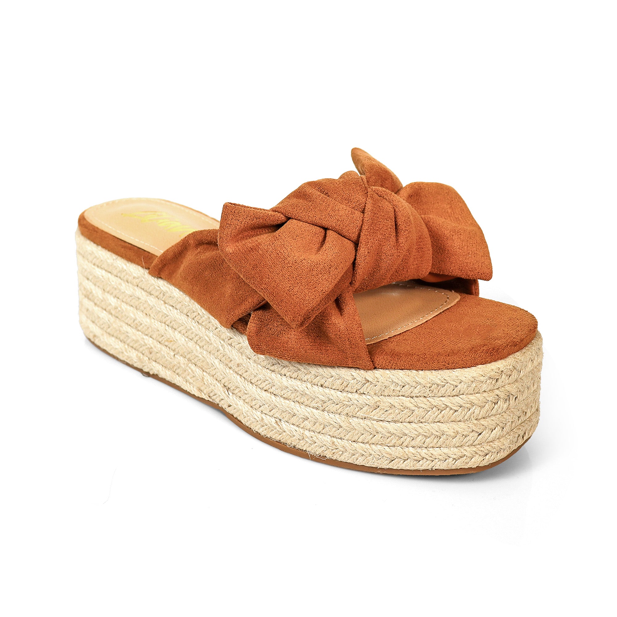 RASHA-76 KNOT PLATFORM SANDAL TAN