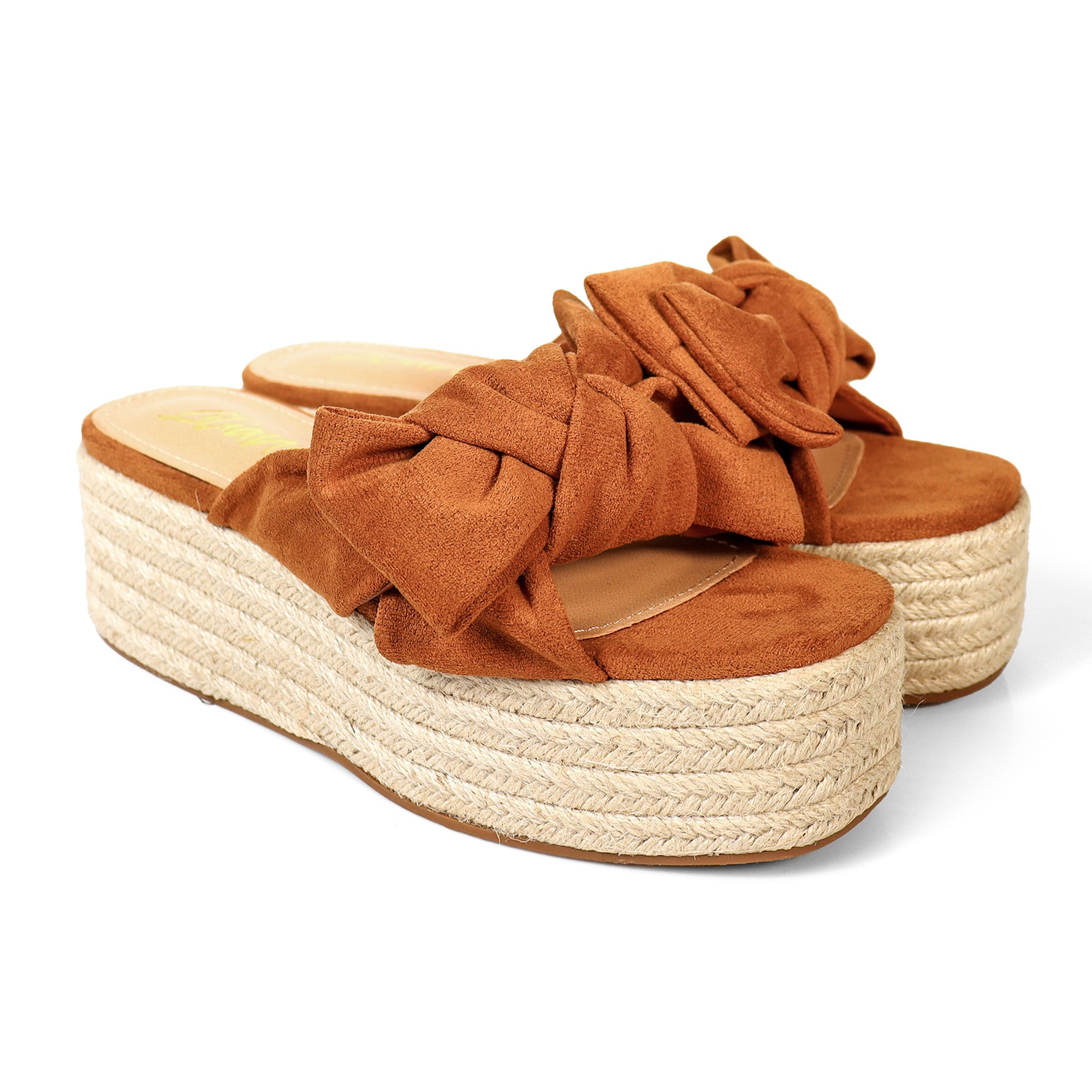 RASHA-76 KNOT PLATFORM SANDAL TAN