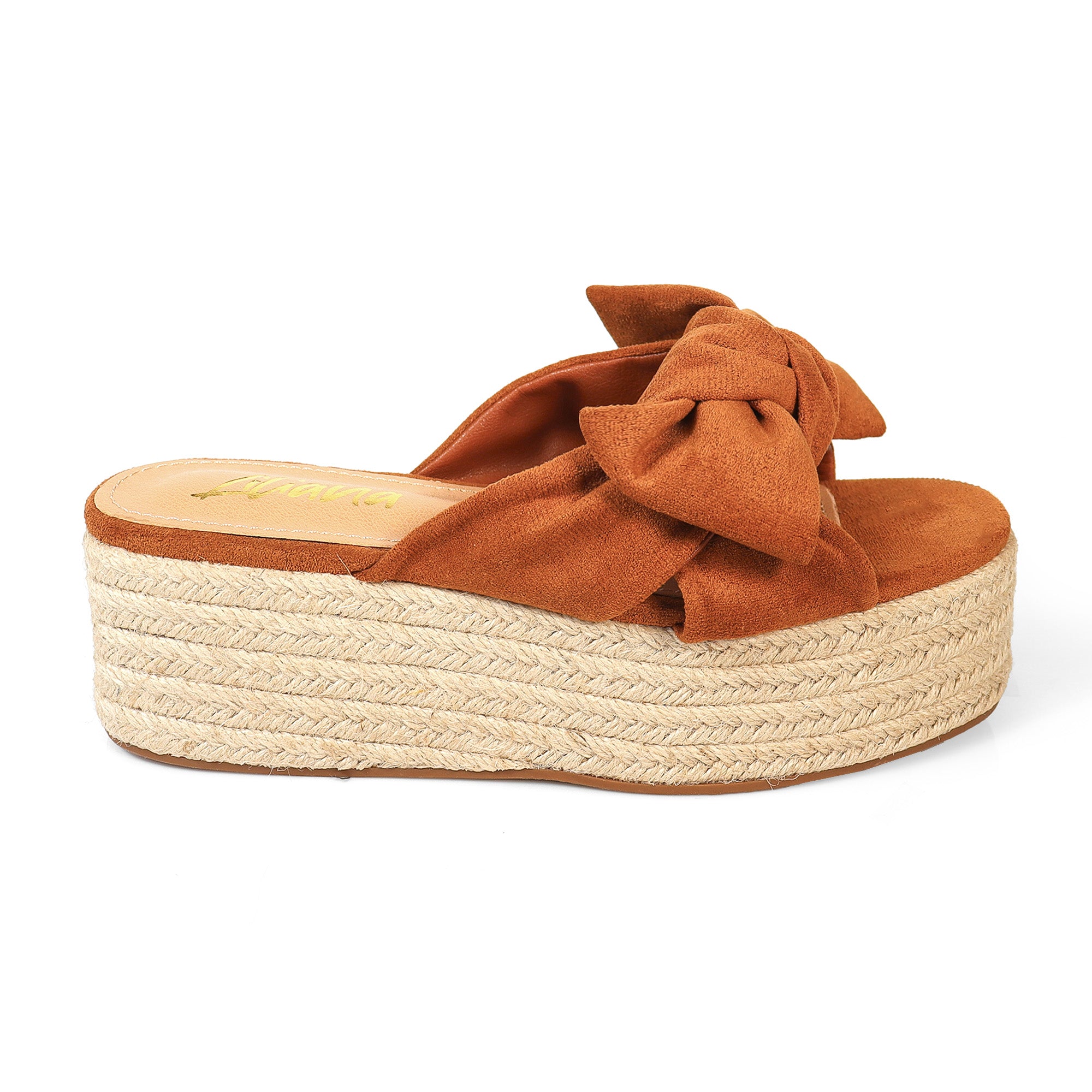RASHA-76 KNOT PLATFORM SANDAL TAN