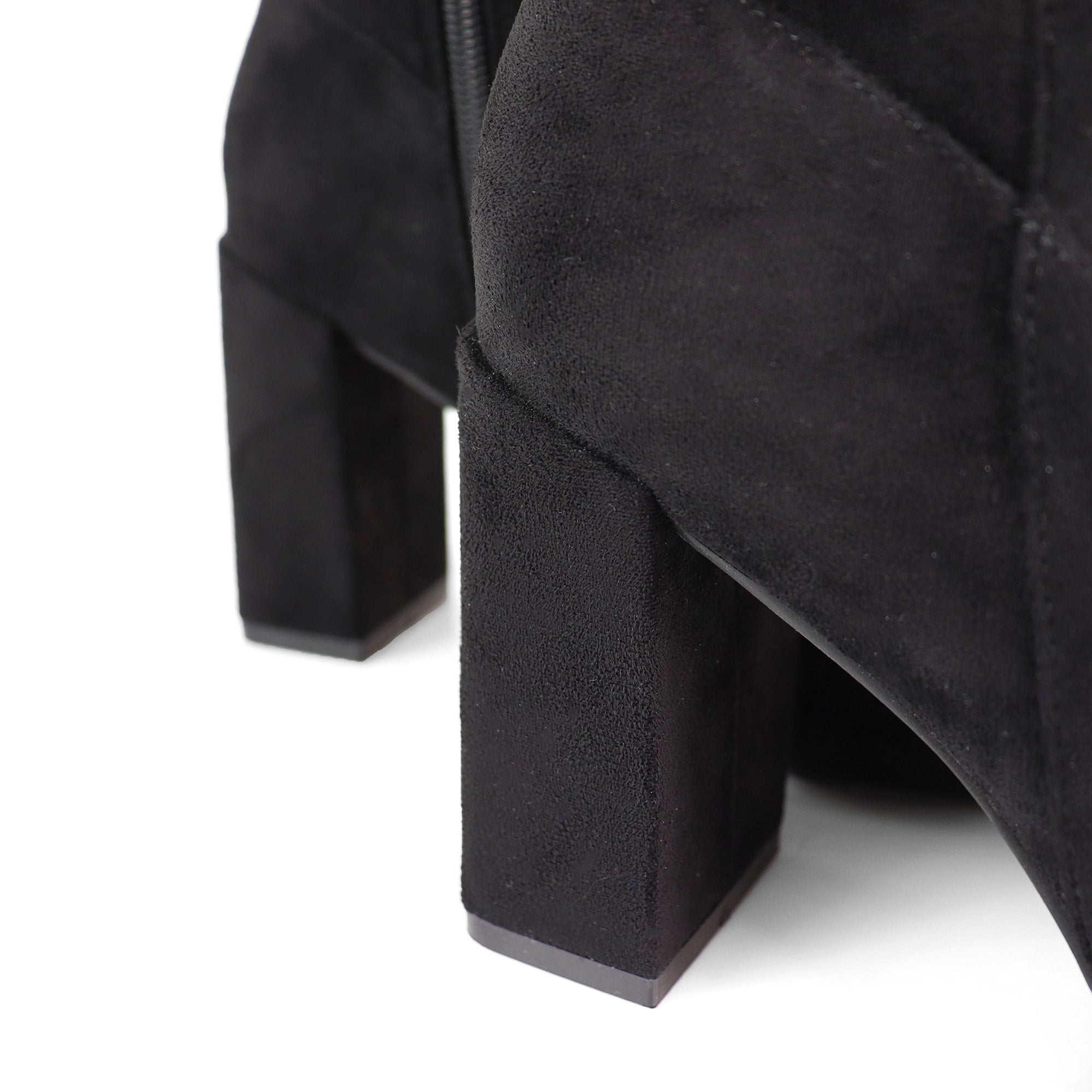 RAYE-1 KNEE HIGH STRETCHY BOOTS W/ BLOCK HEEL BLACK SUEDE