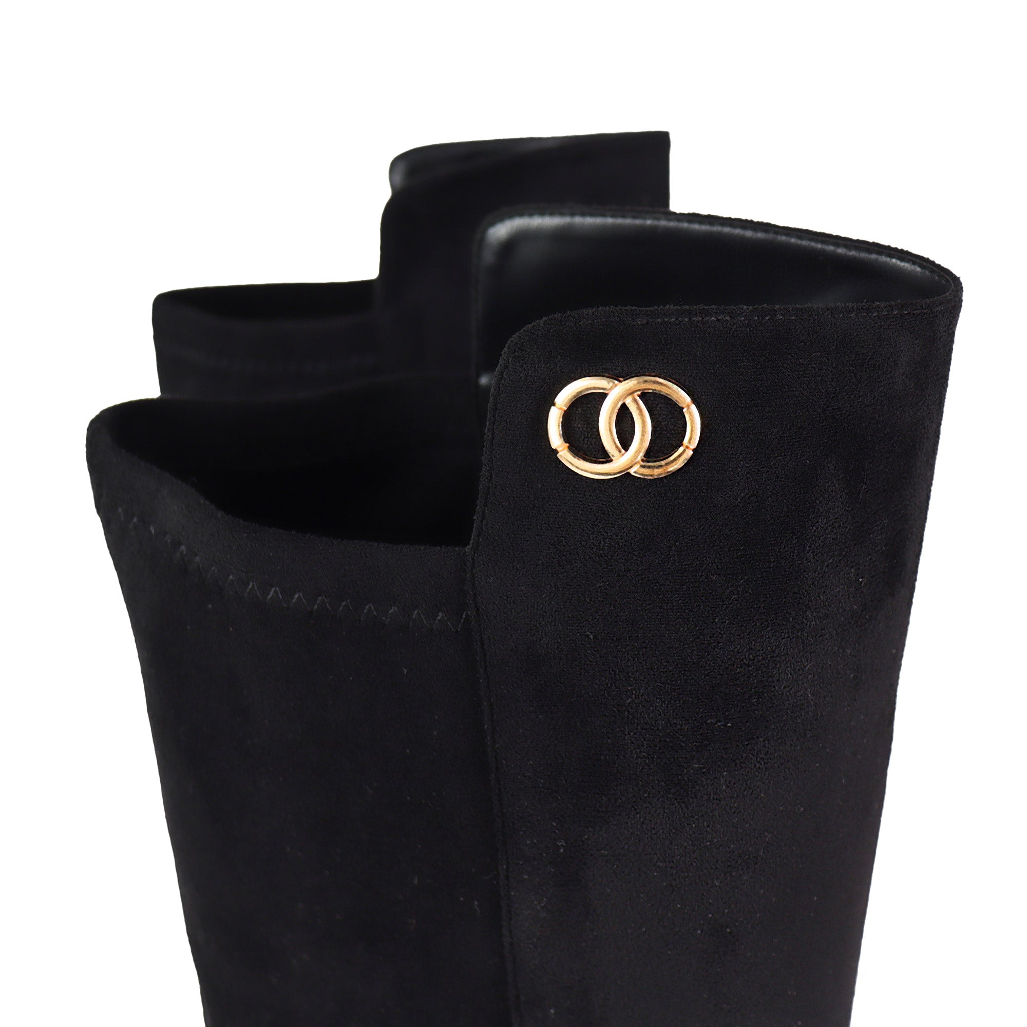 RAYE-1 KNEE HIGH STRETCHY BOOTS W/ BLOCK HEEL BLACK SUEDE