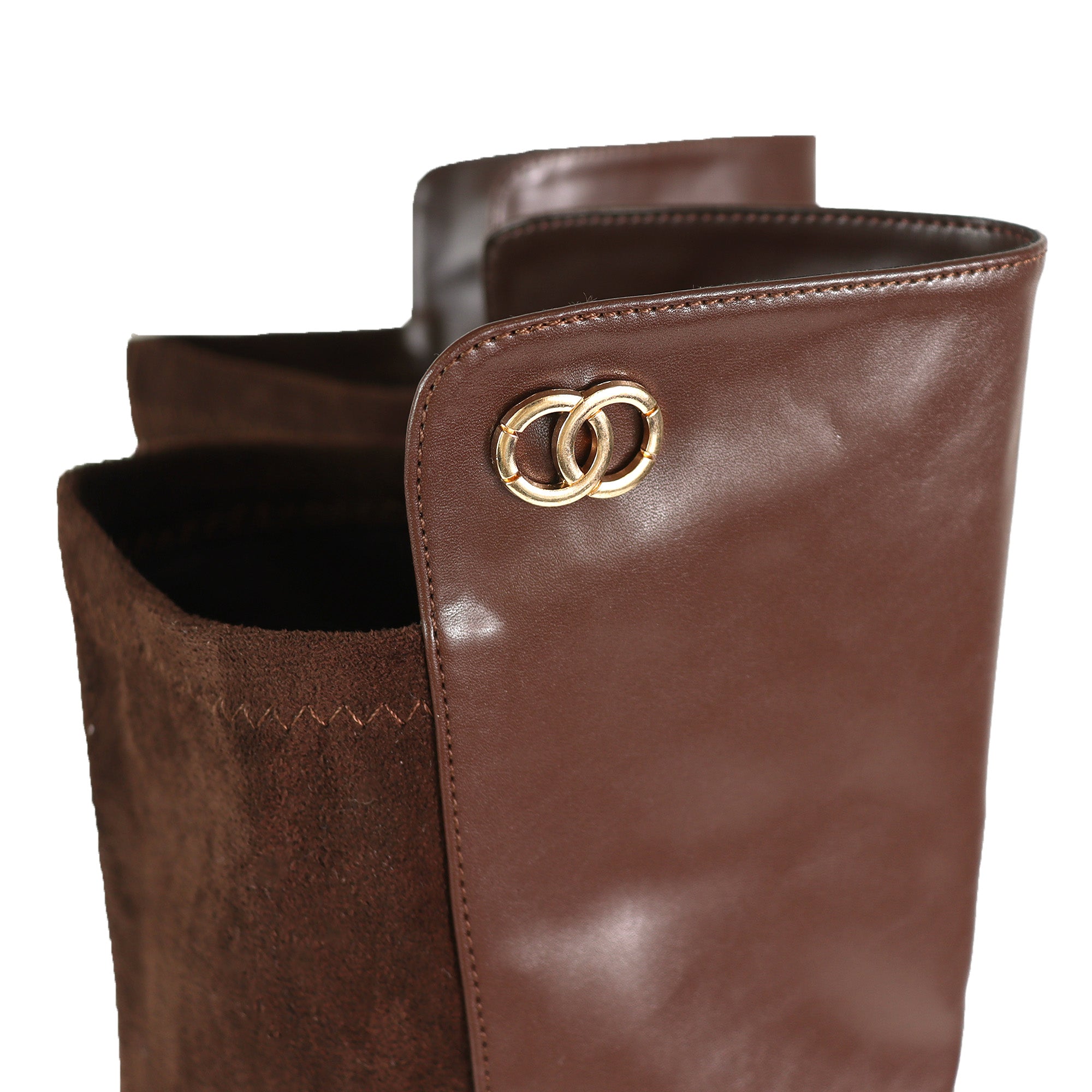 RAYE-1 KNEE HIGH STRETCHY BOOTS W/ BLOCK HEEL BROWN