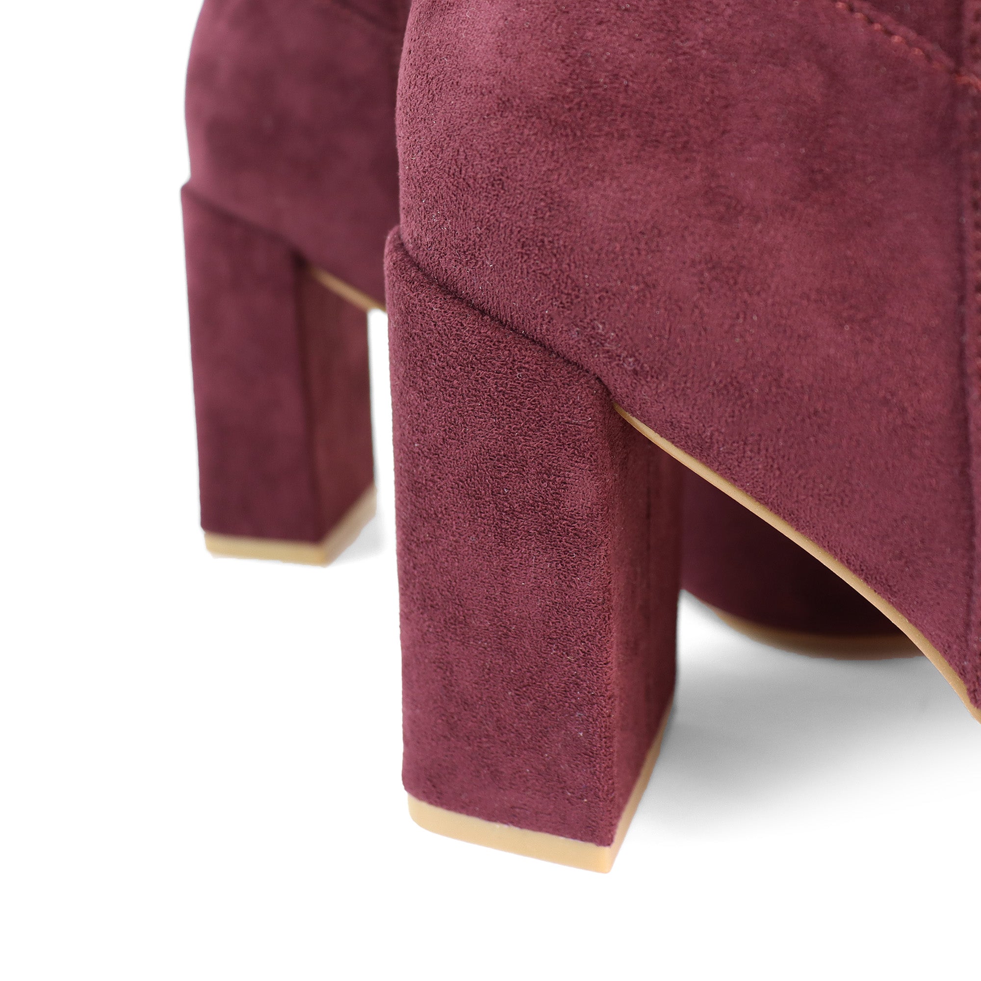 RAYE-1 KNEE HIGH STRETCHY BOOTS W/ BLOCK HEEL WINE