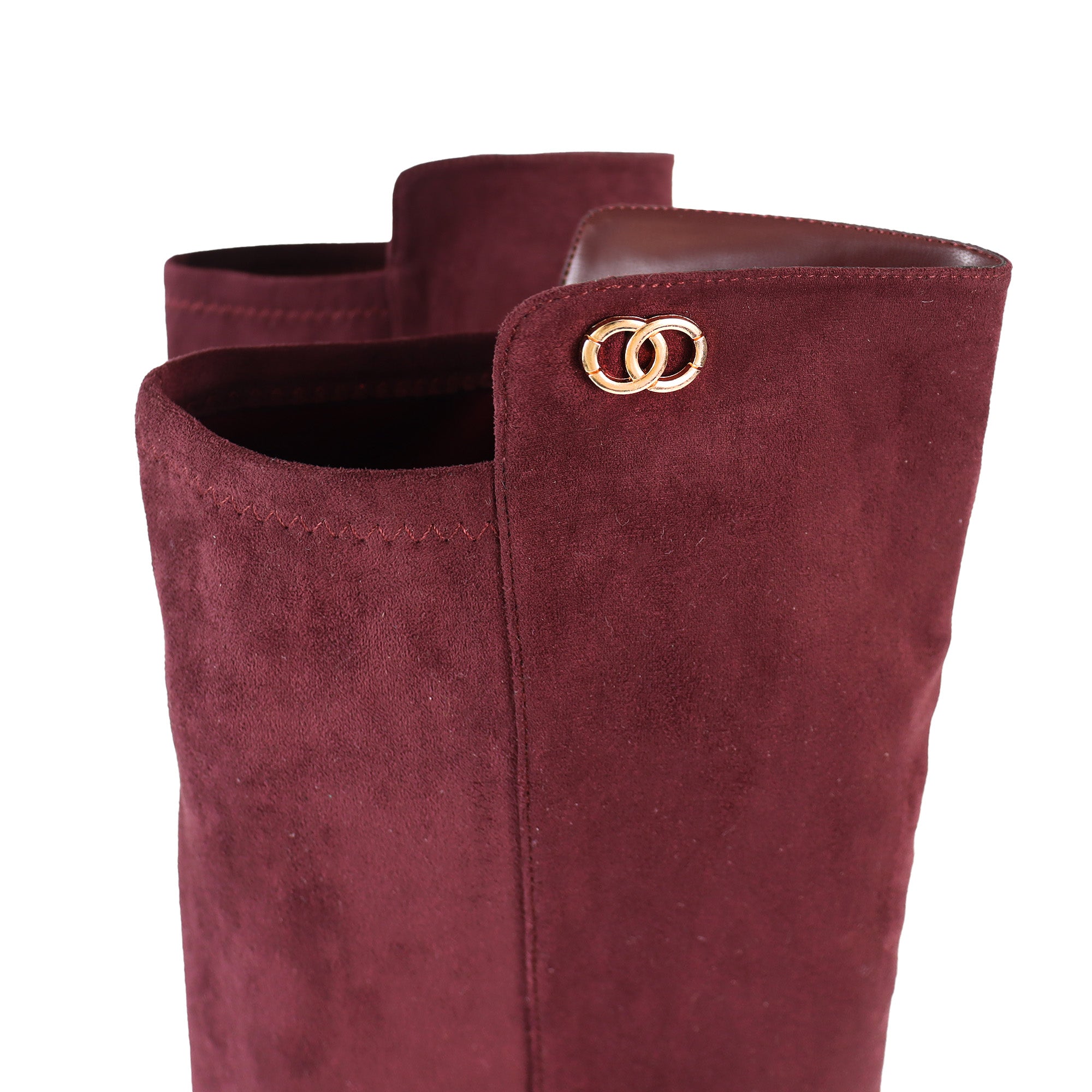 RAYE-1 KNEE HIGH STRETCHY BOOTS W/ BLOCK HEEL WINE