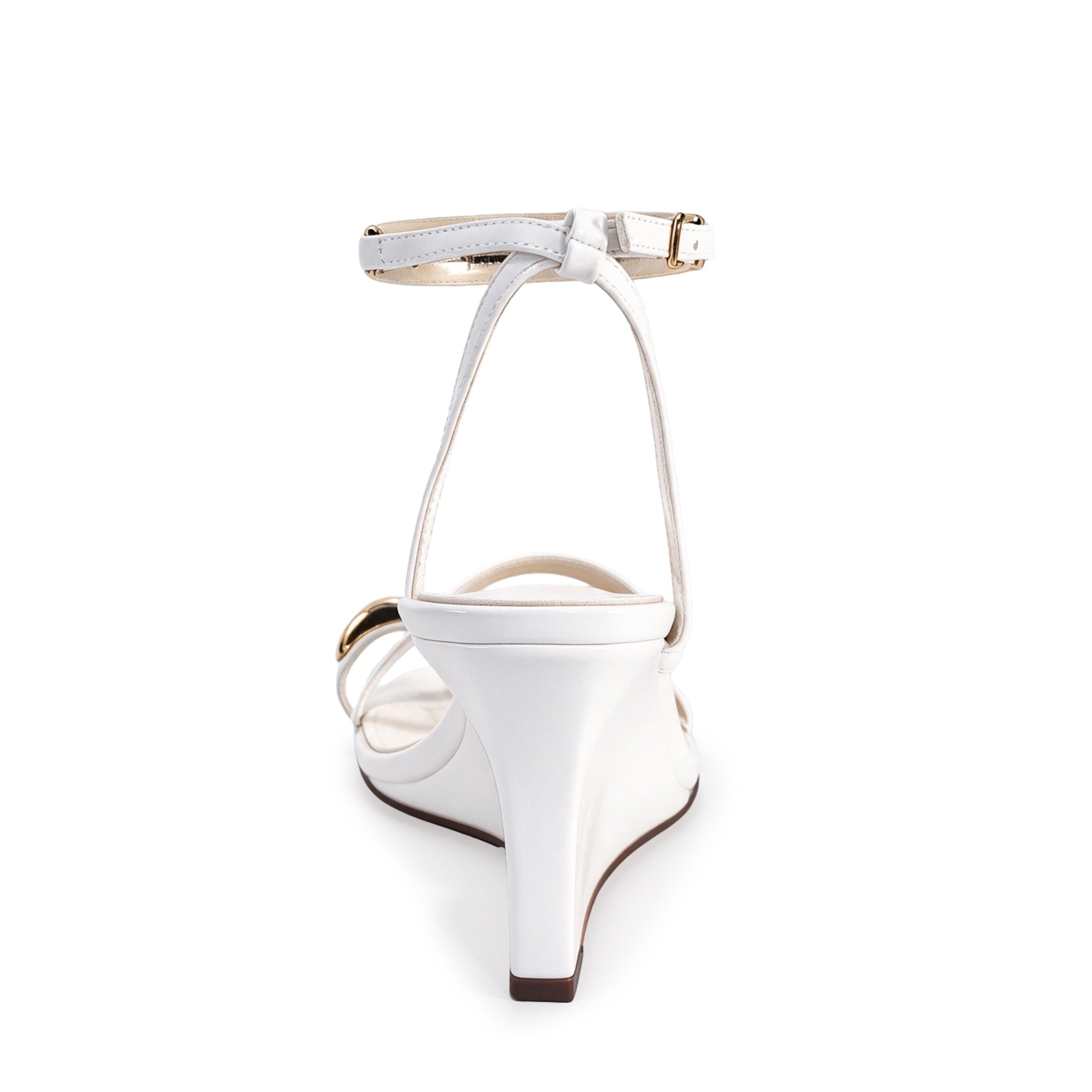 REETAH-1 GOLDEN RING TOE ANCKLE WEDGE WHITE