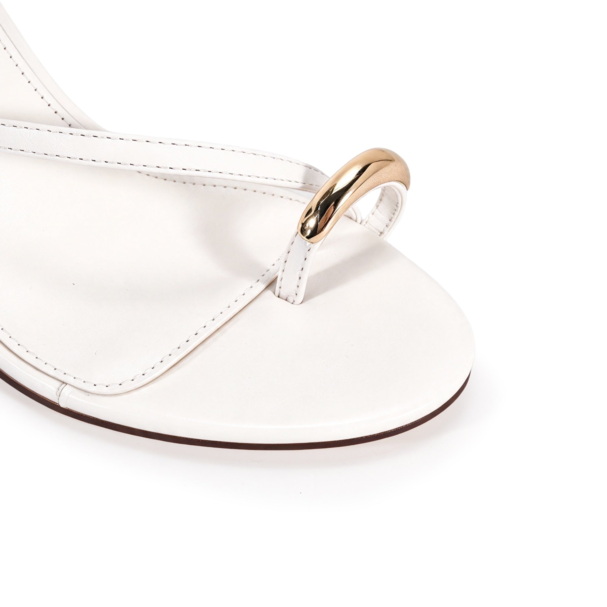 REETAH-1 GOLDEN RING TOE ANCKLE WEDGE WHITE
