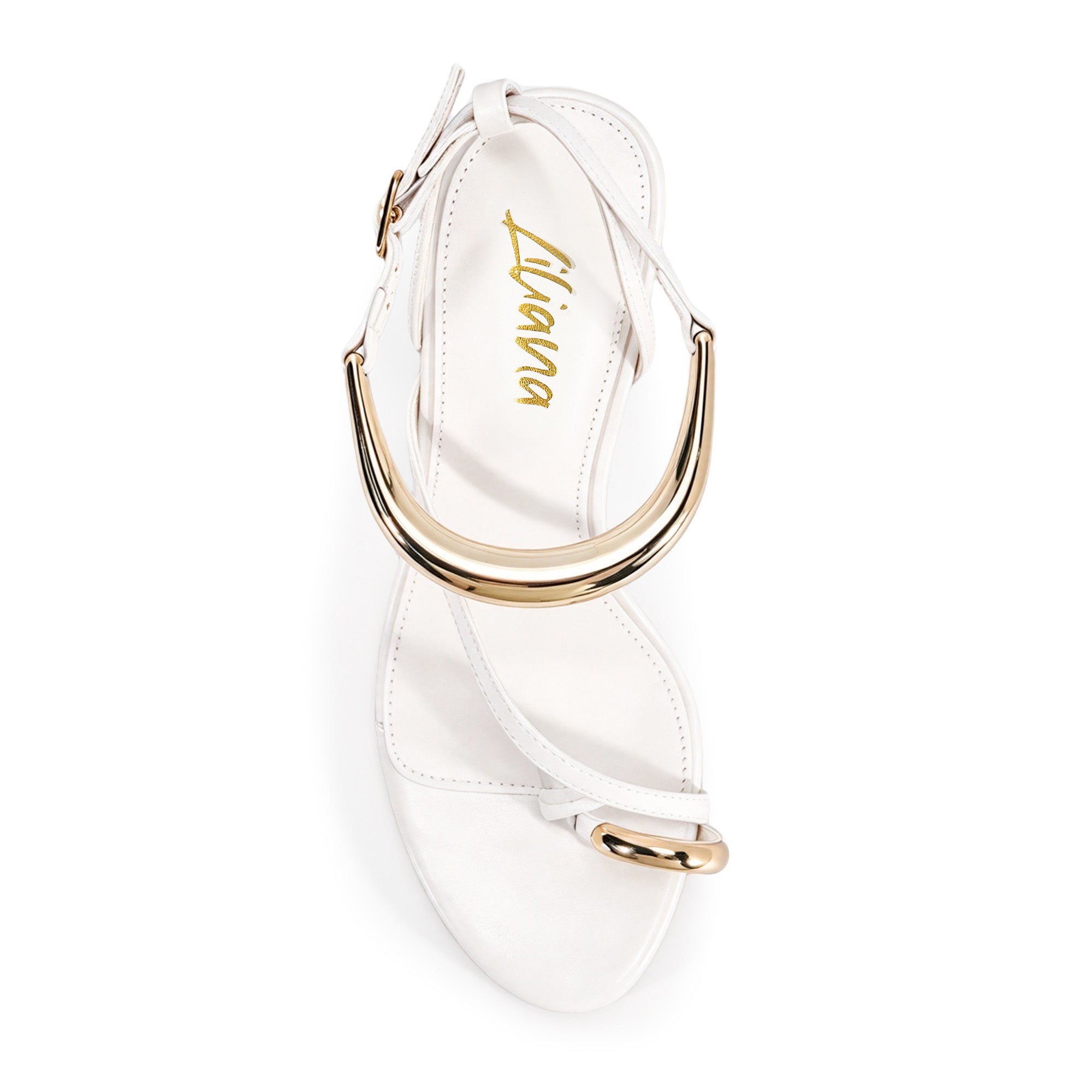 REETAH-1 GOLDEN RING TOE ANCKLE WEDGE WHITE