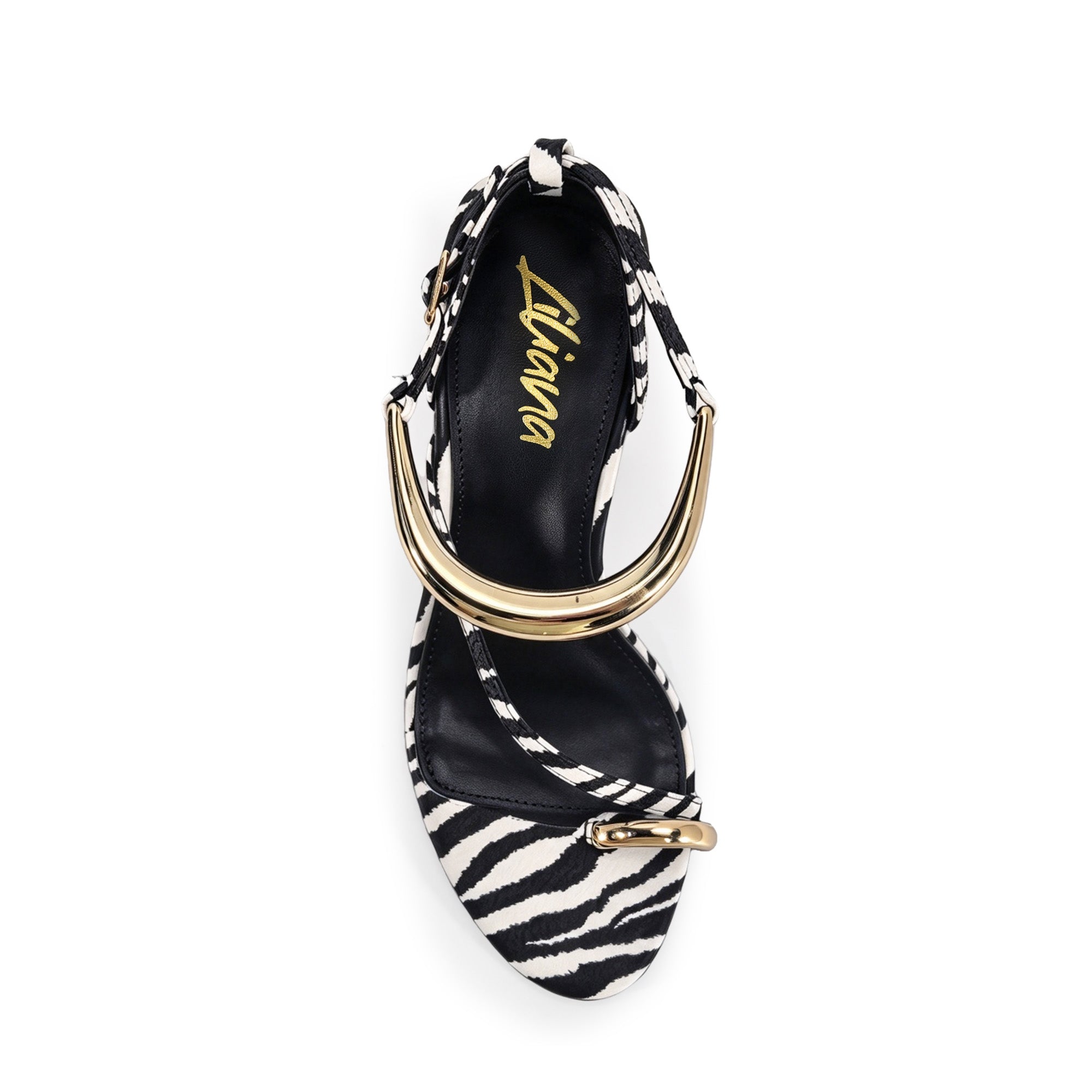 REETAH-1 GOLDEN RING TOE ANCKLE WEDGE ZEBRA
