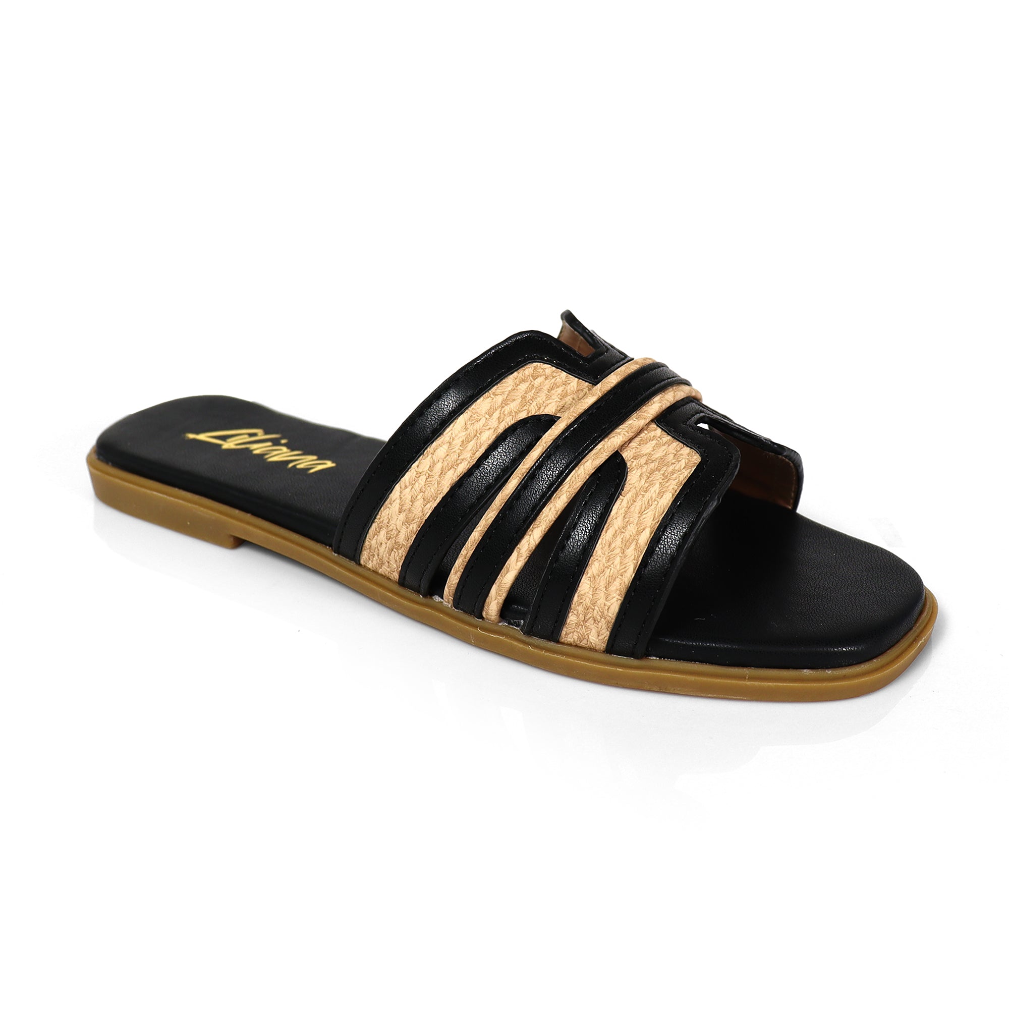 REINA-2 OPEN TOE COMFY STYLE SLIDE BLACK