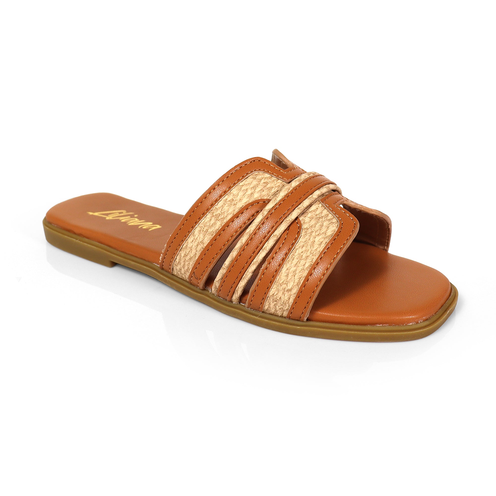 REINA-2 OPEN TOE COMFY STYLE SLIDE TAN