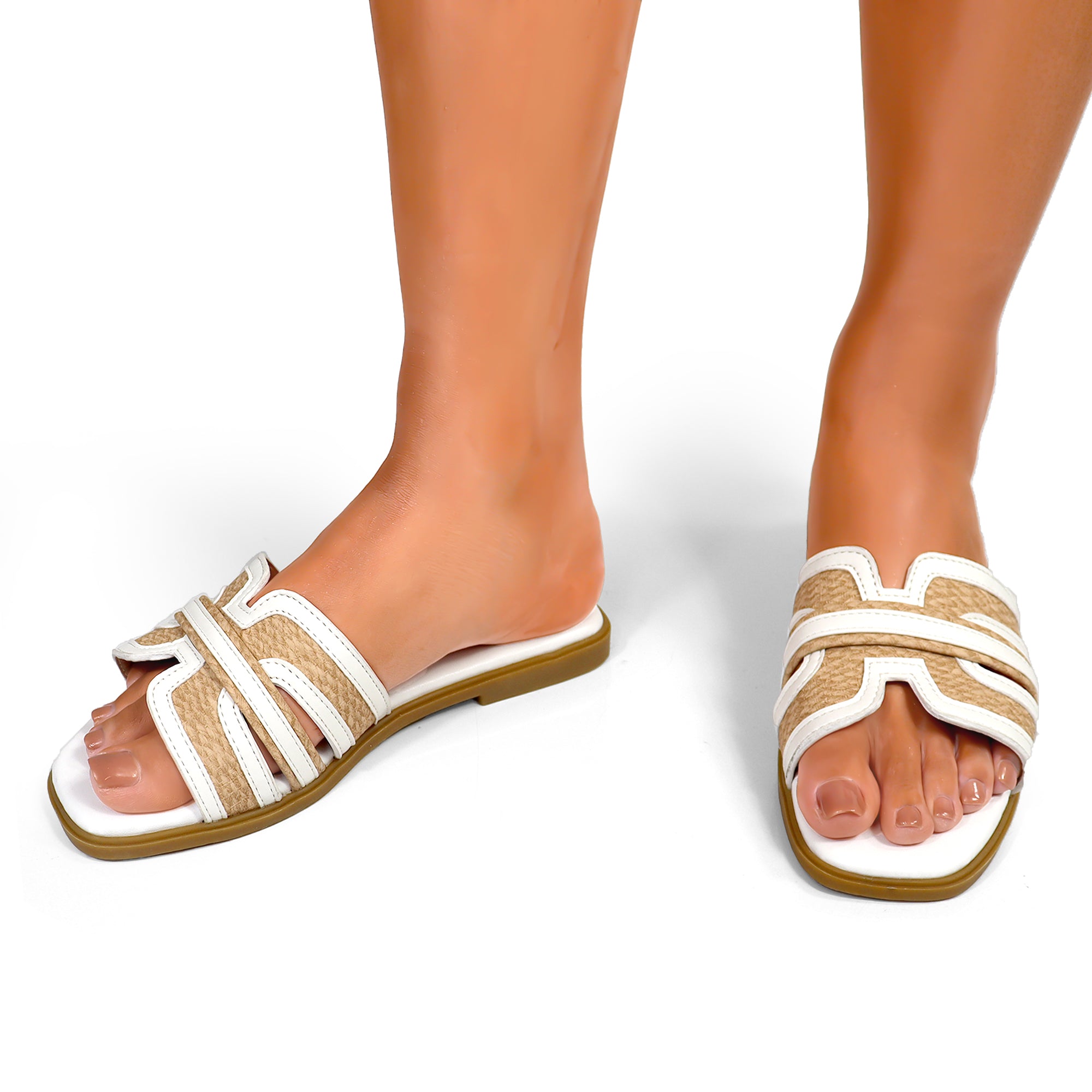 REINA-2 OPEN TOE COMFY STYLE SLIDE WHITE