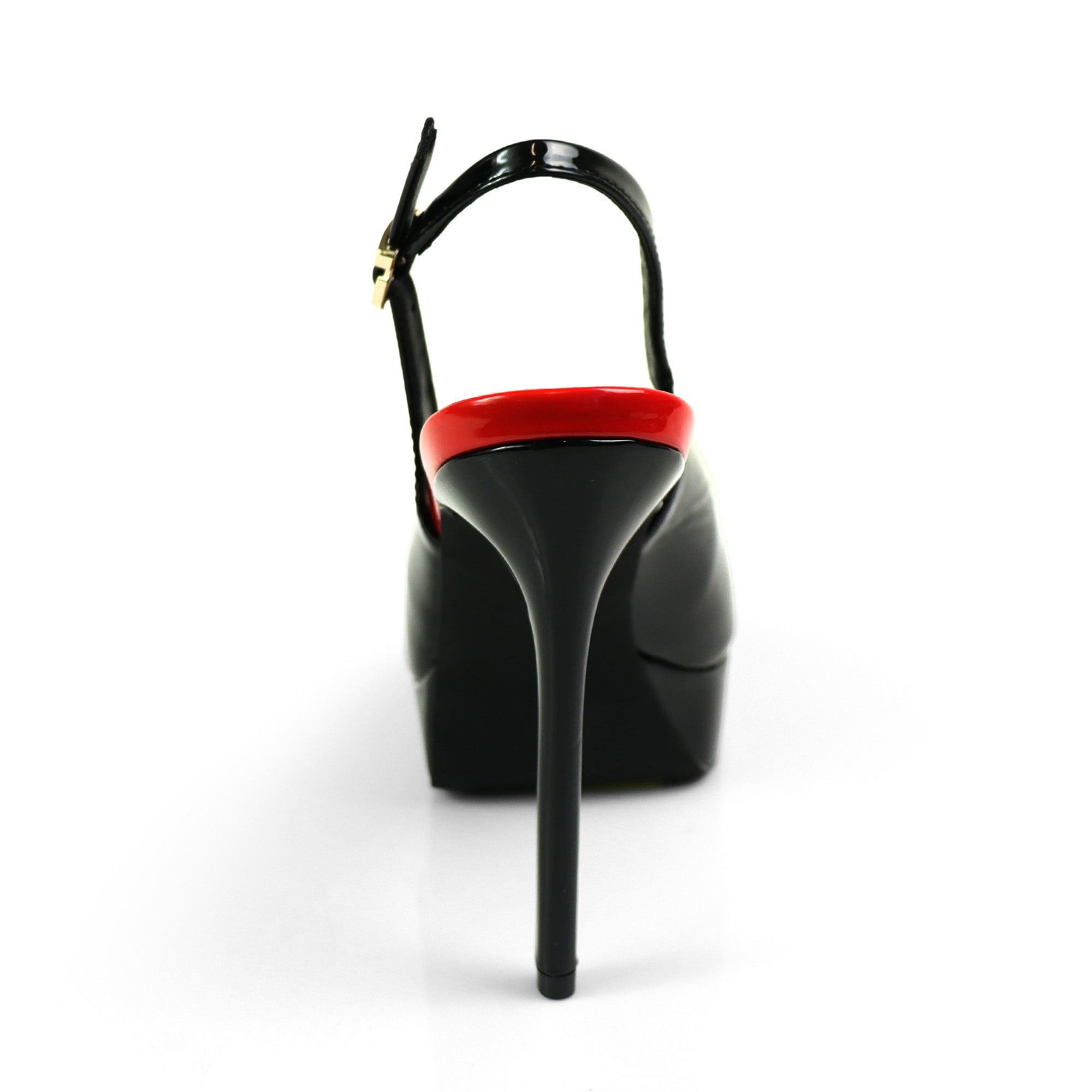 REMY-7 PEEP TOE PANTENT PUMP W/ HEEL BLACK