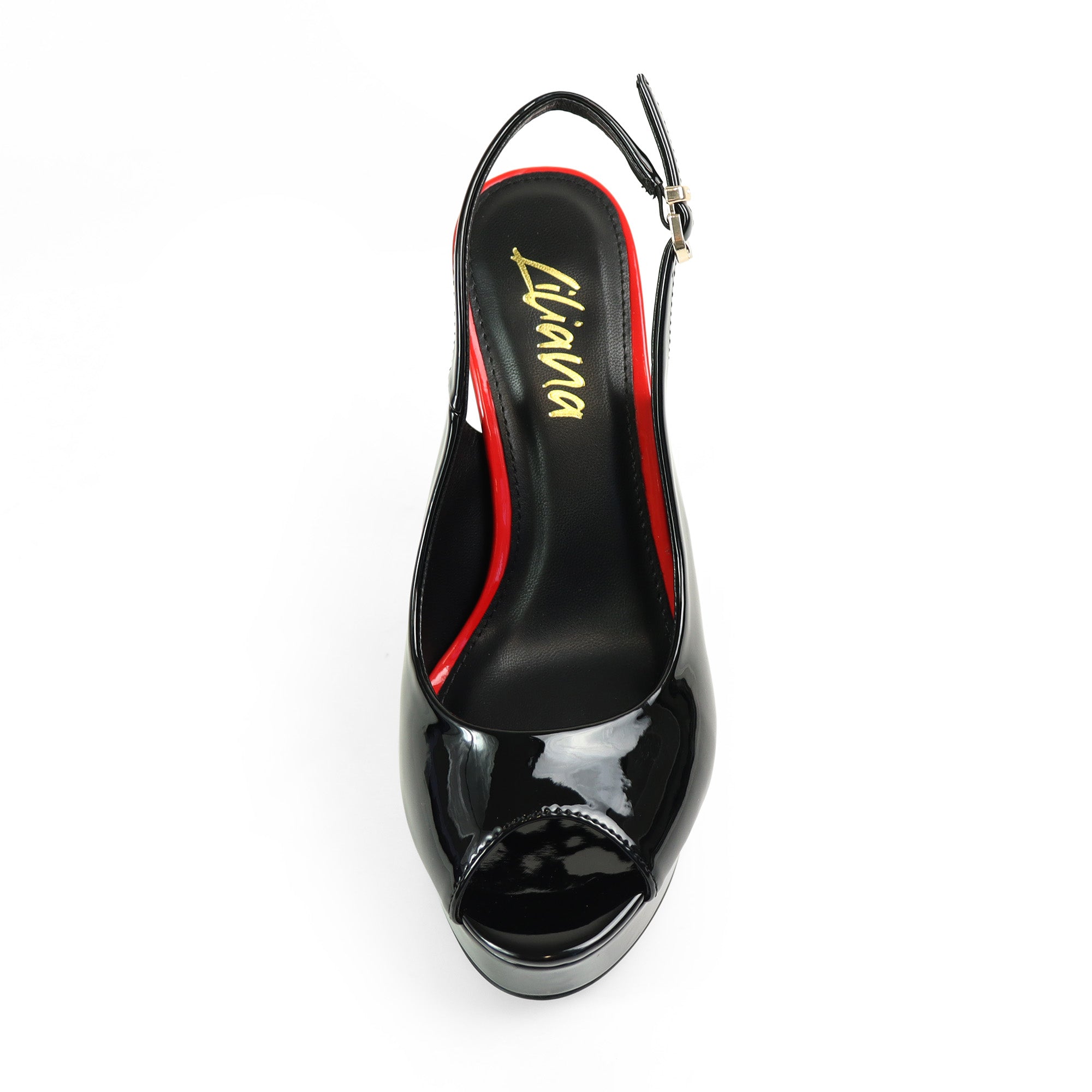 REMY-7 PEEP TOE PANTENT PUMP W/ HEEL BLACK