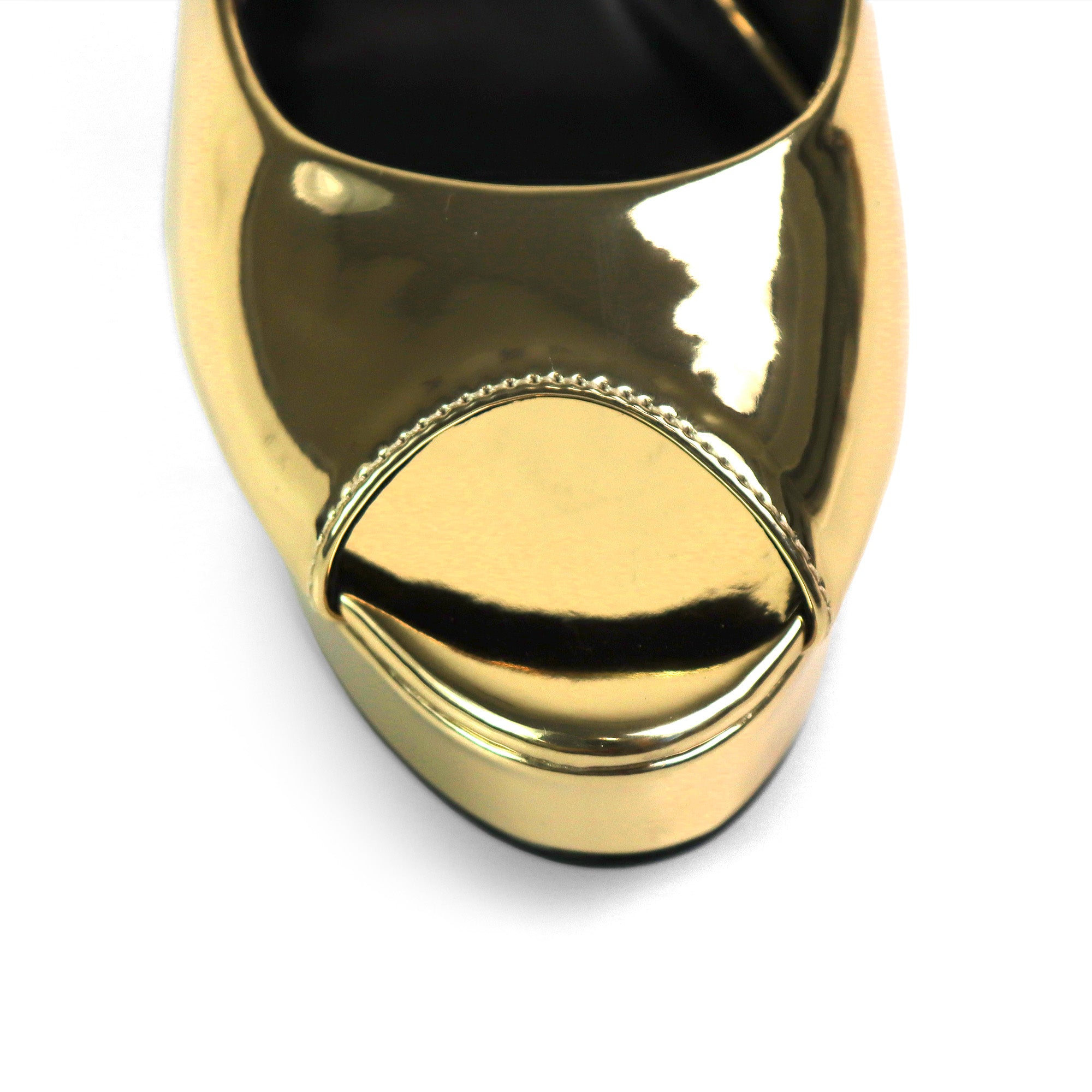 REMY-7 PEEP TOE PANTENT PUMP W/ HEEL GOLD