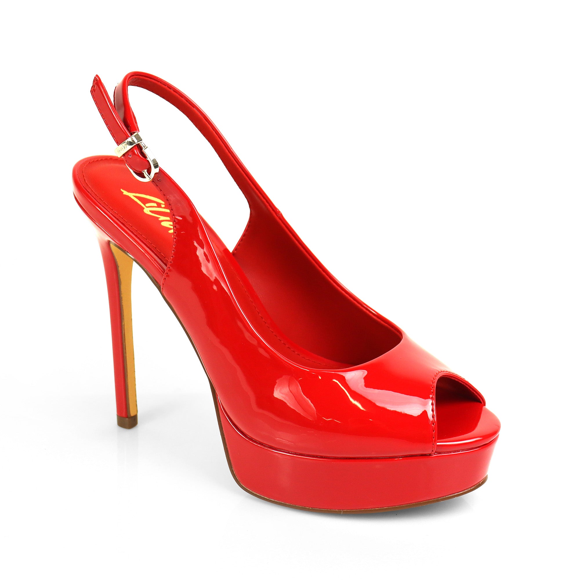REMY-7 PEEP TOE PANTENT PUMP W/ HEEL RED