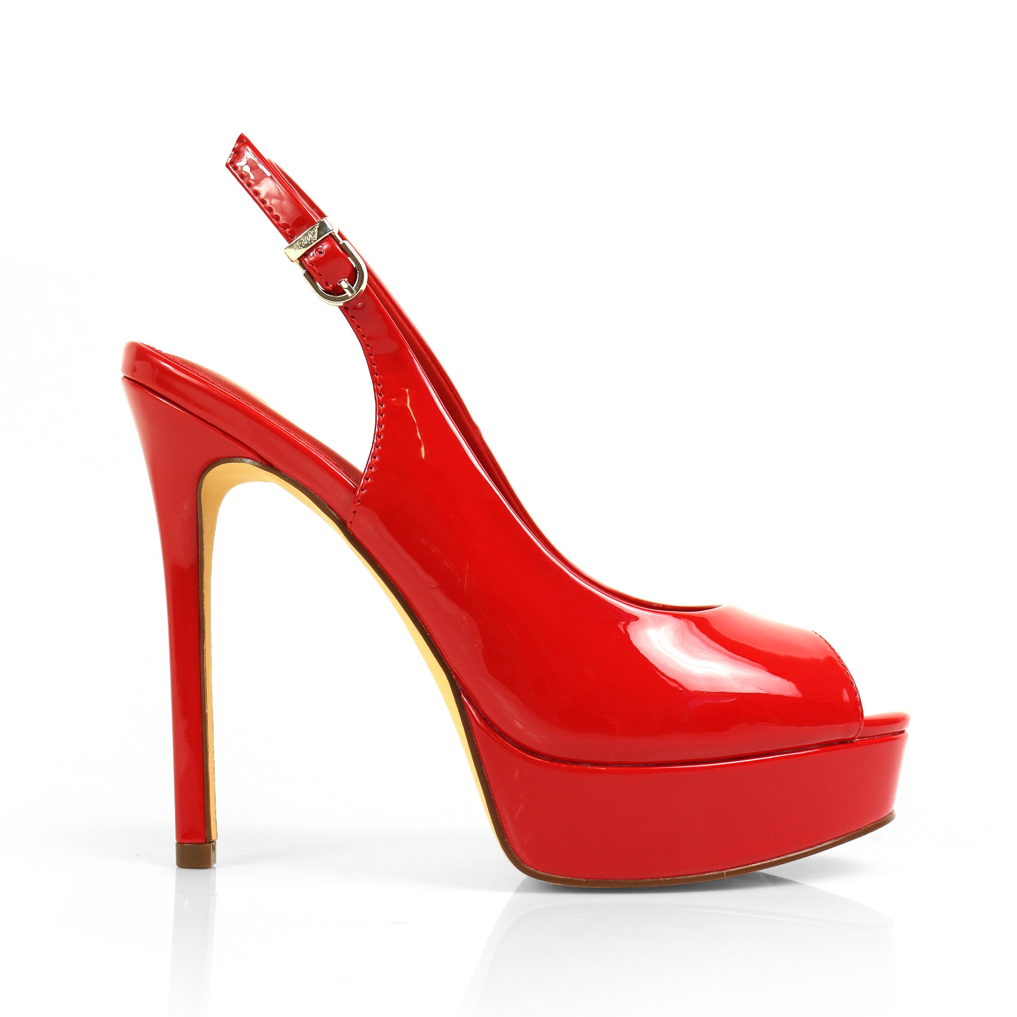 REMY-7 PEEP TOE PANTENT PUMP W/ HEEL RED