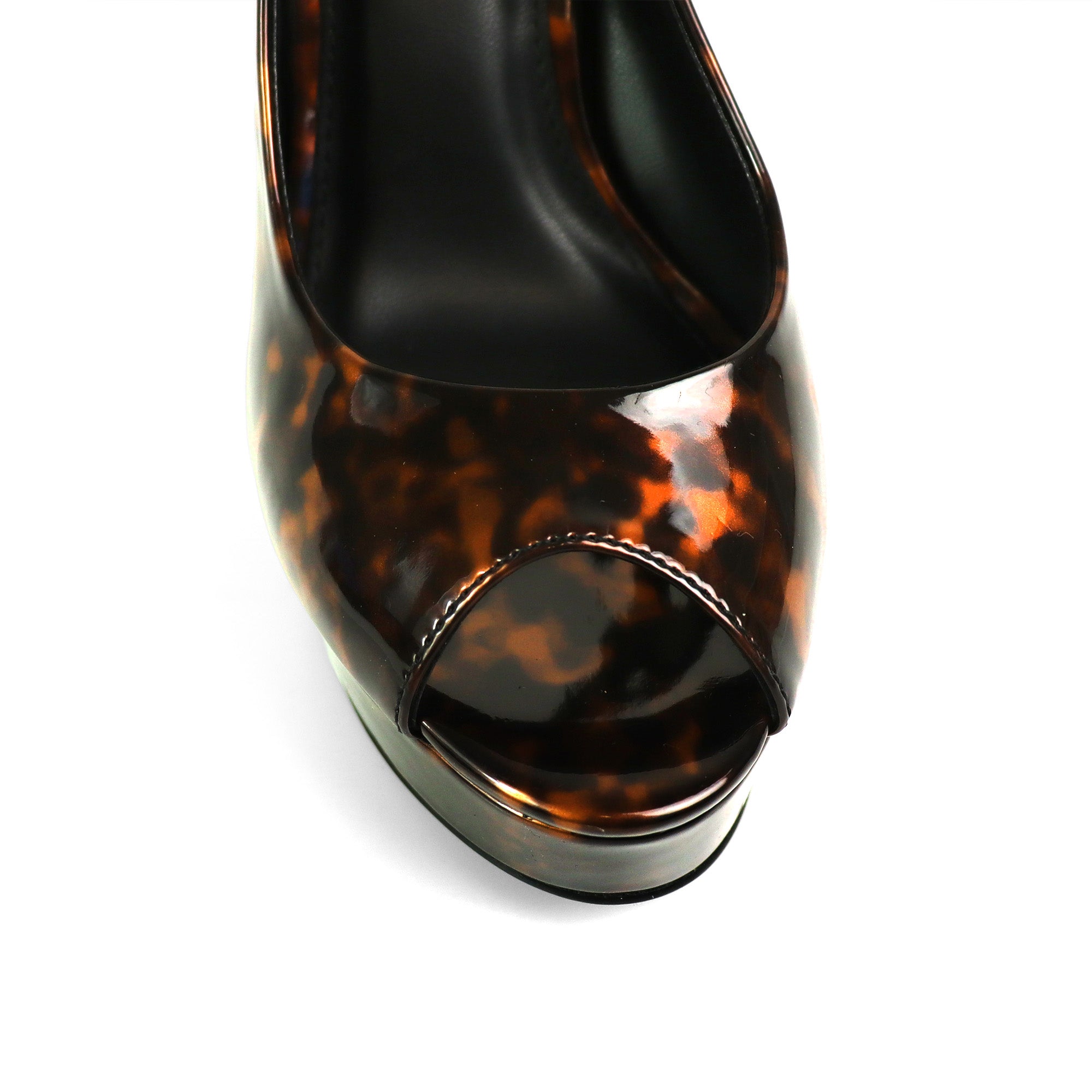 REMY-7 PEEP TOE PANTENT PUMP W/ HEEL TORTOISE