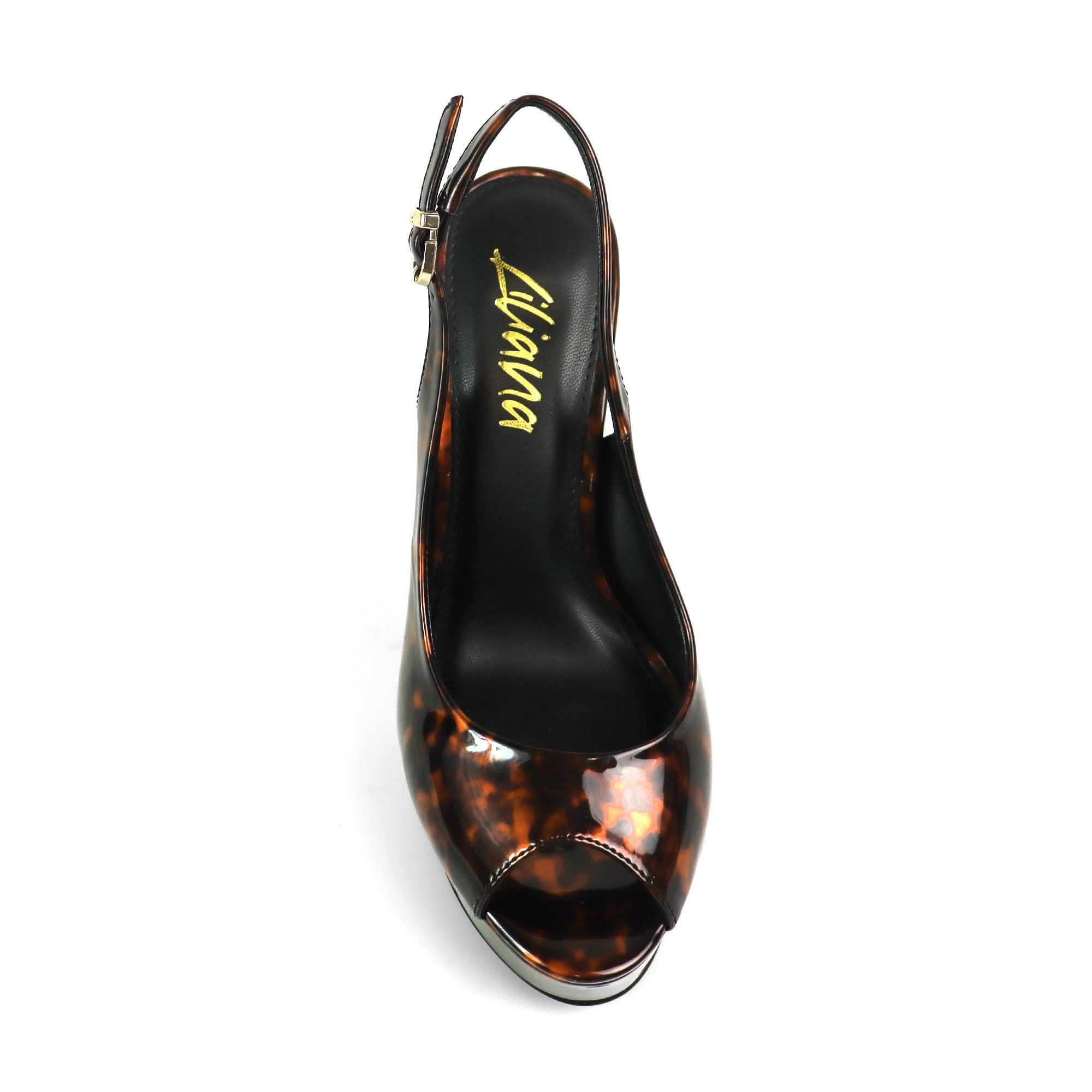 REMY-7 PEEP TOE PANTENT PUMP W/ HEEL TORTOISE